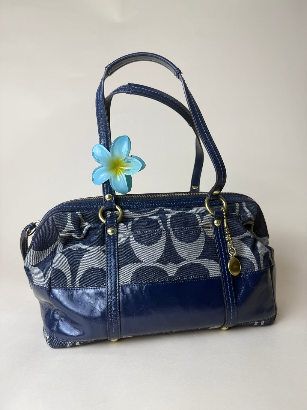Coach Signature Denim Barrel/Boston Satchel