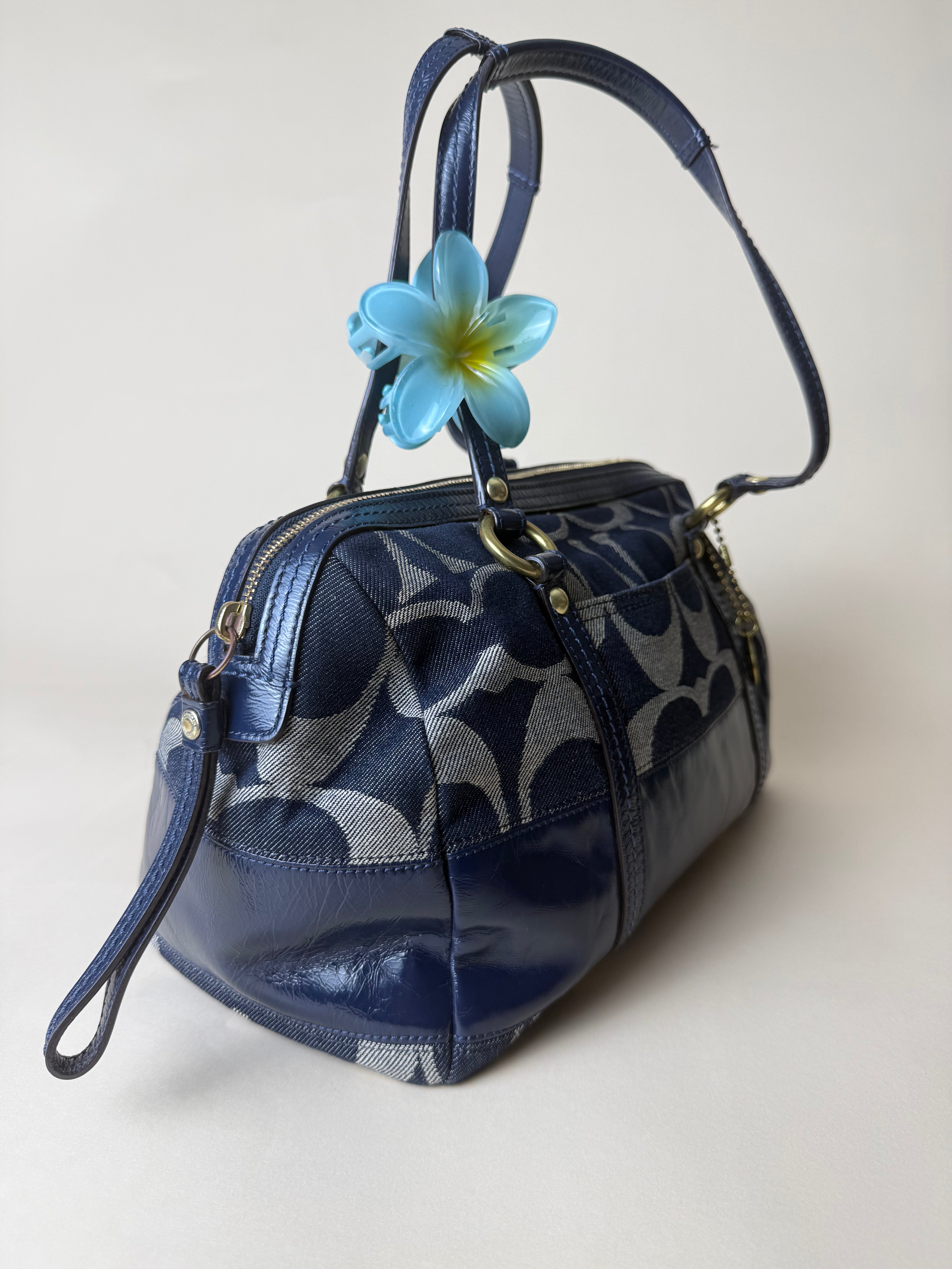 Coach Signature Denim Barrel/Boston Satchel