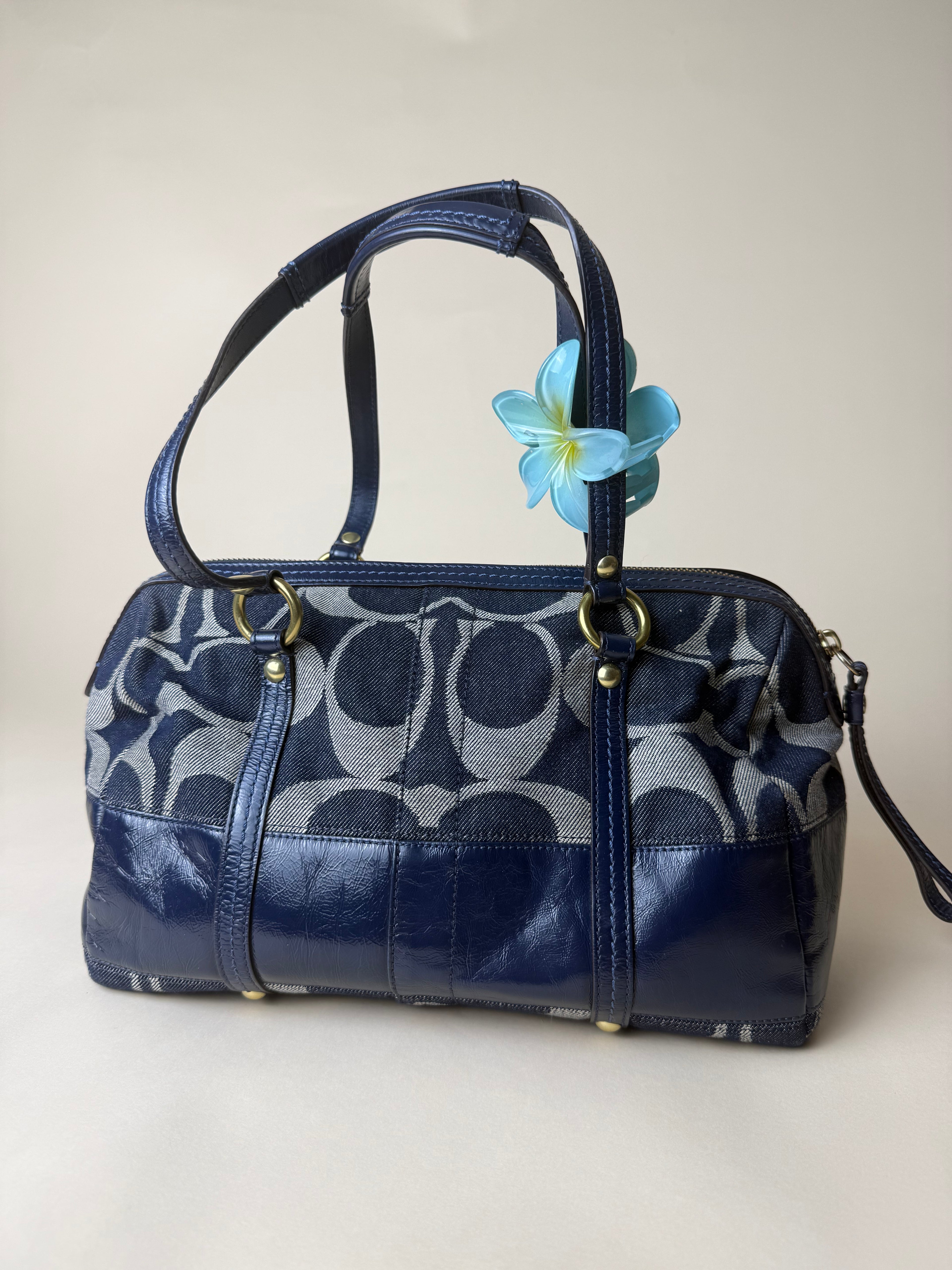 Coach Signature Denim Barrel/Boston Satchel