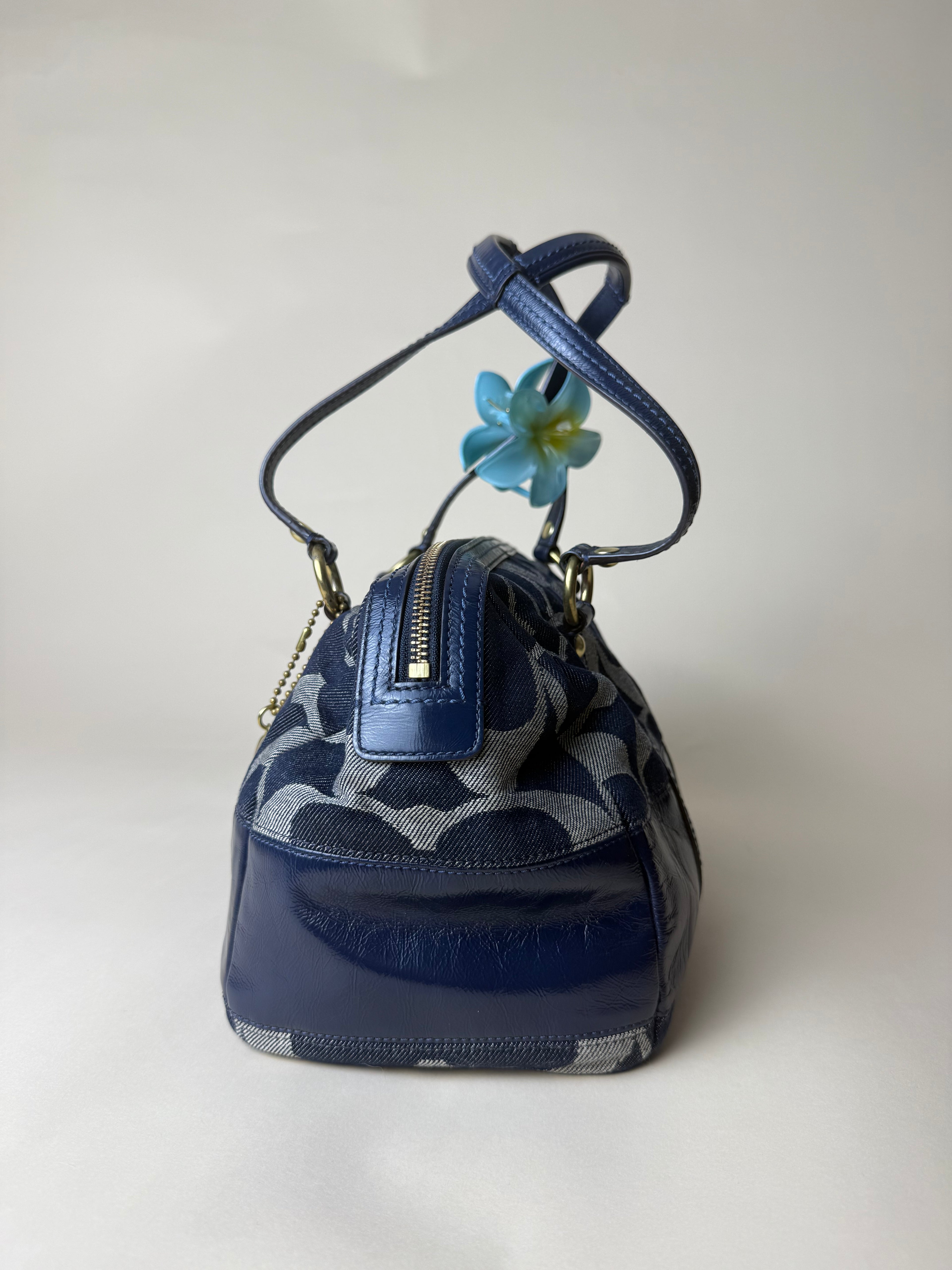 Coach Signature Denim Barrel/Boston Satchel