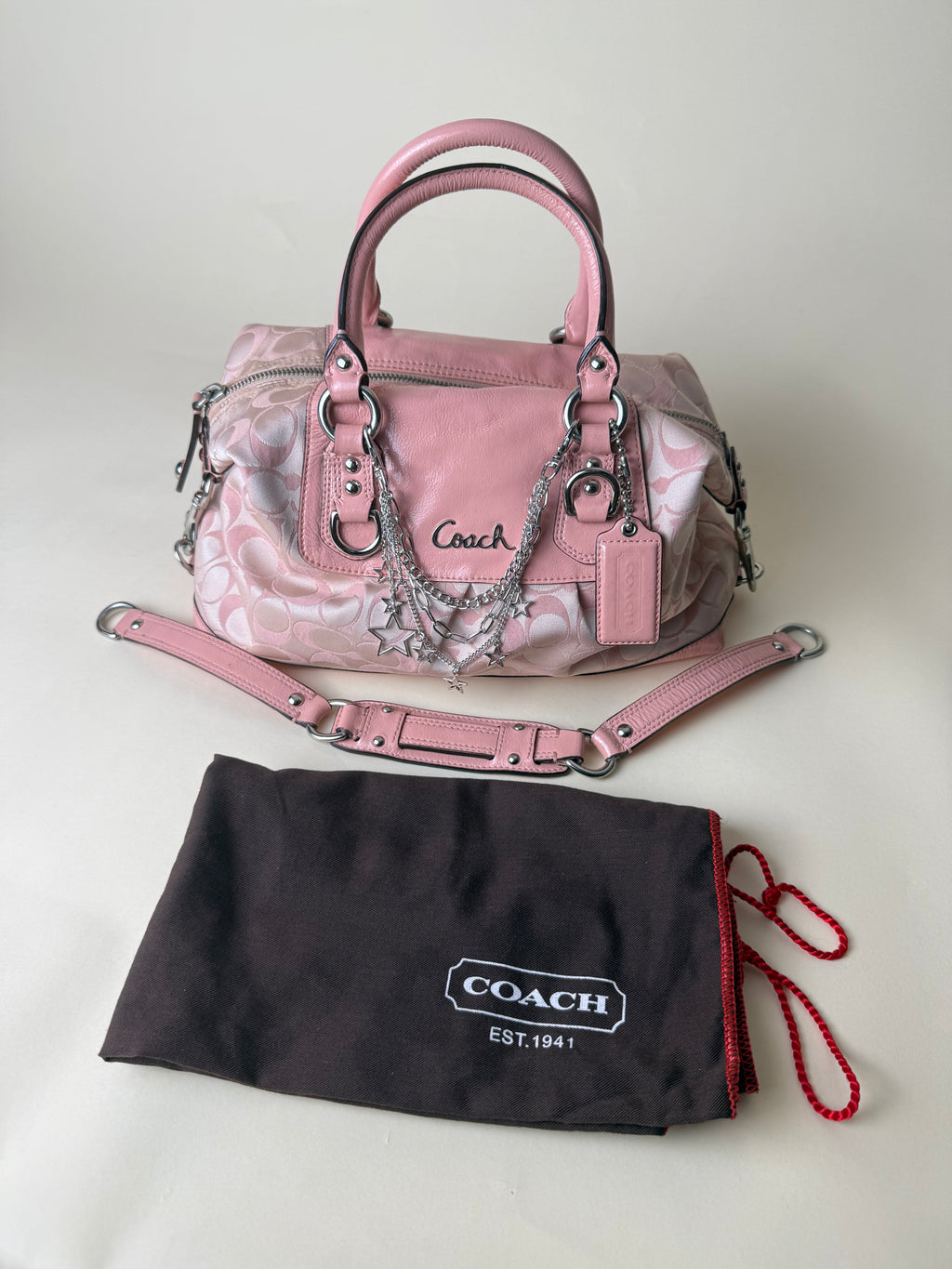 Coach Ashley Signature Sateen Satchel - Peony Pink