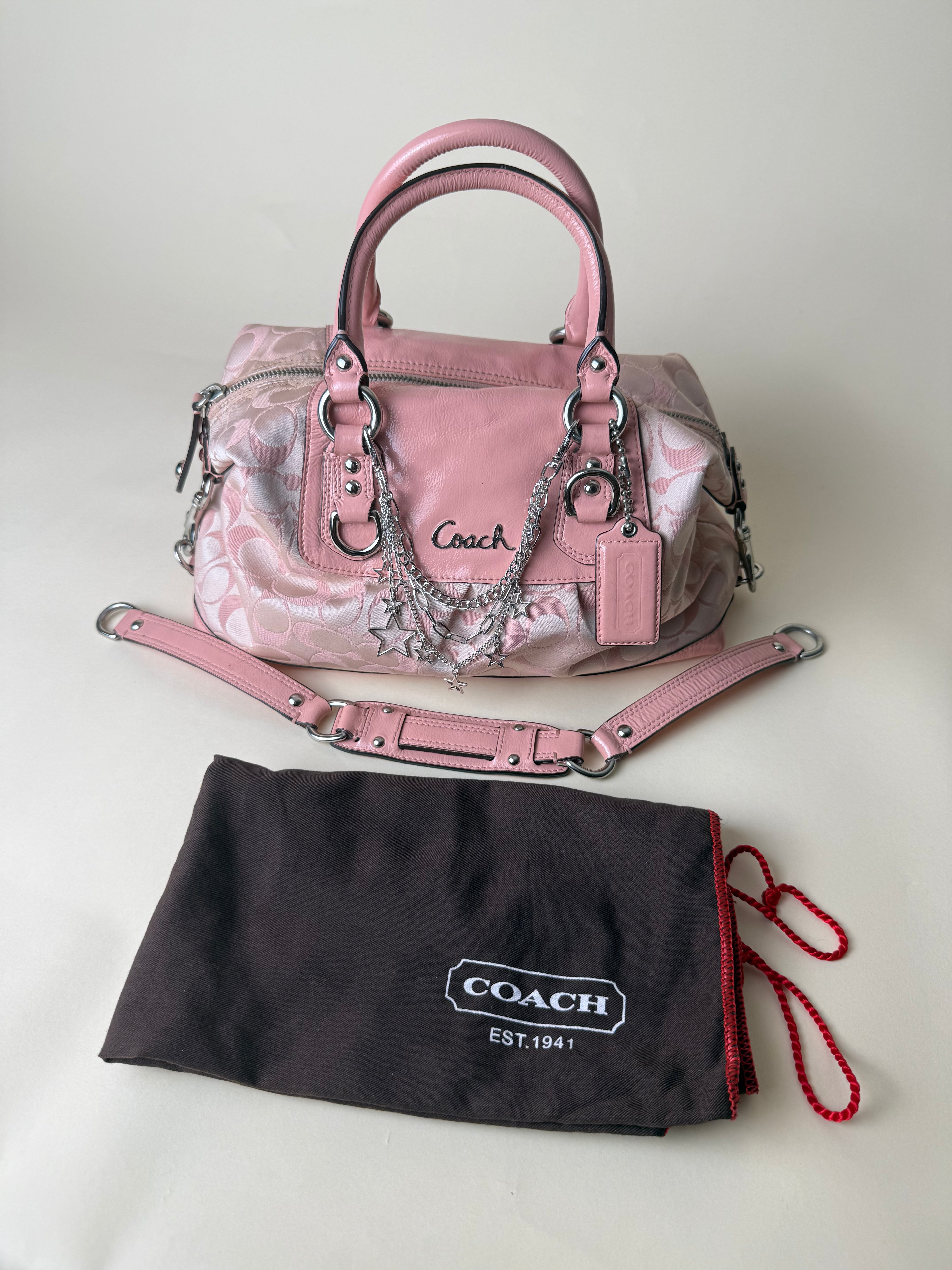 Coach Ashley Signature Sateen Satchel - Peony Pink