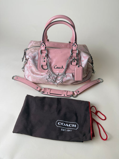 Coach Ashley Signature Sateen Satchel - Peony Pink