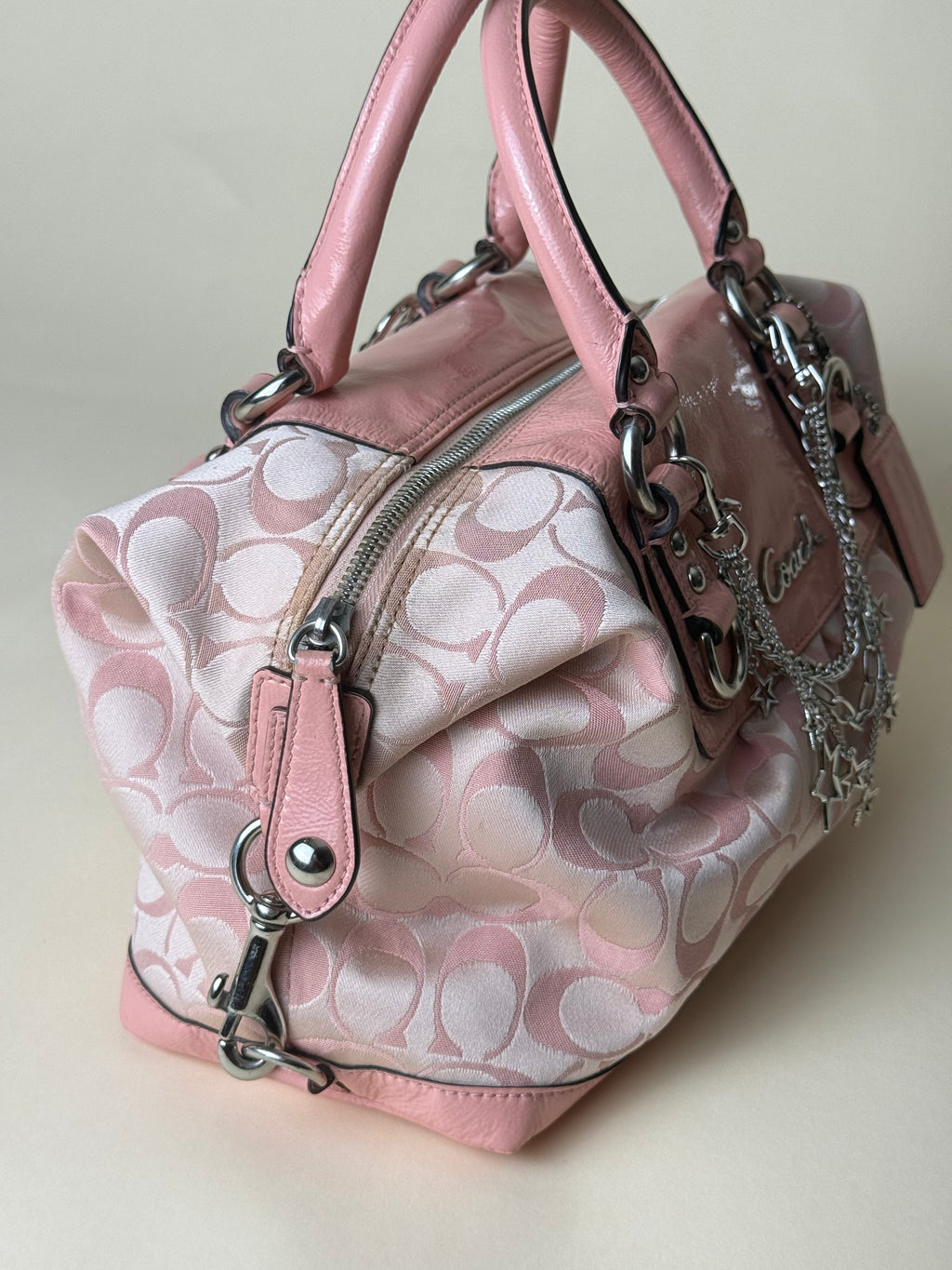 Coach Ashley Signature Sateen Satchel - Peony Pink