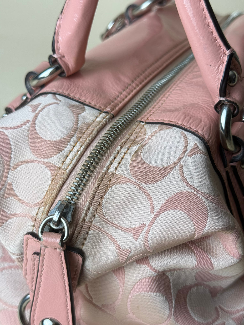 Coach Ashley Signature Sateen Satchel - Peony Pink