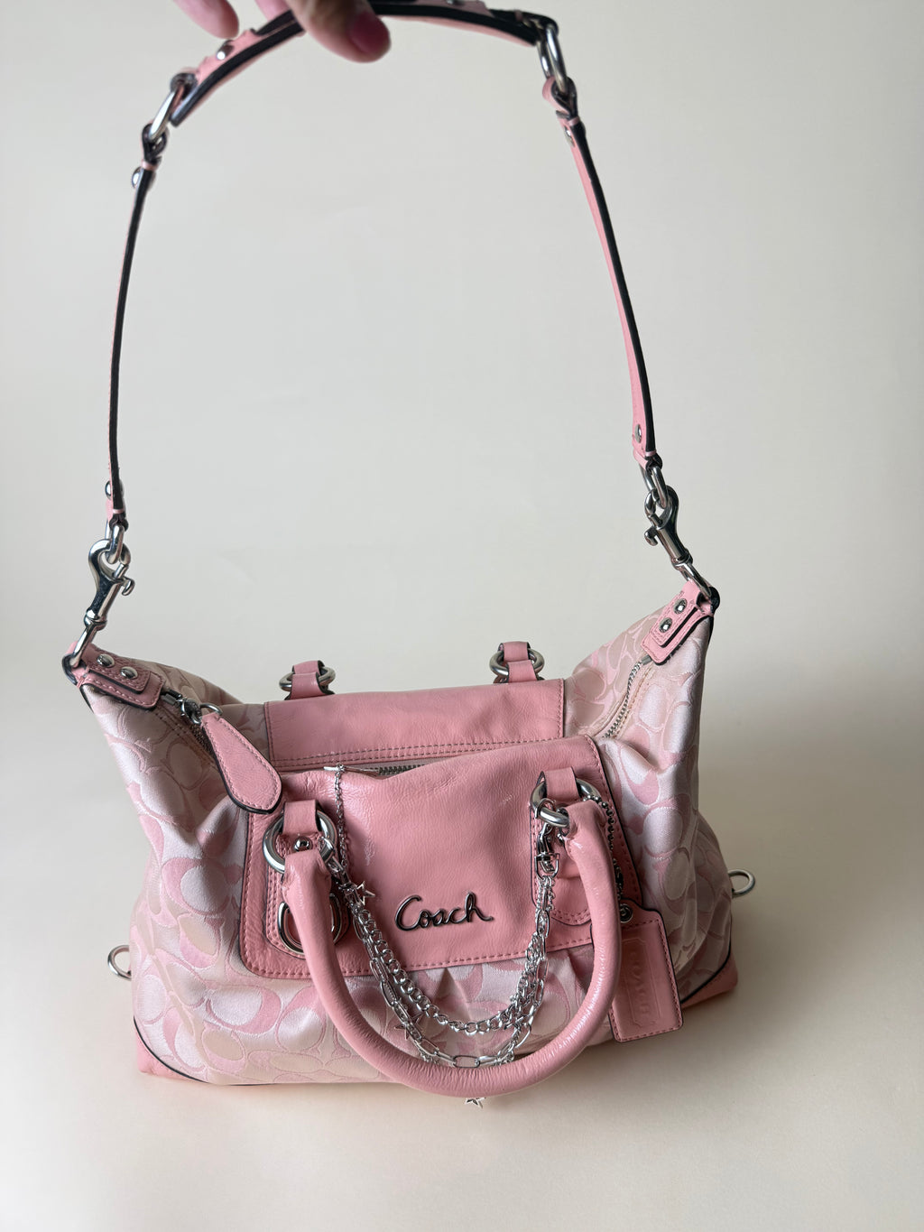 Coach Ashley Signature Sateen Satchel - Peony Pink