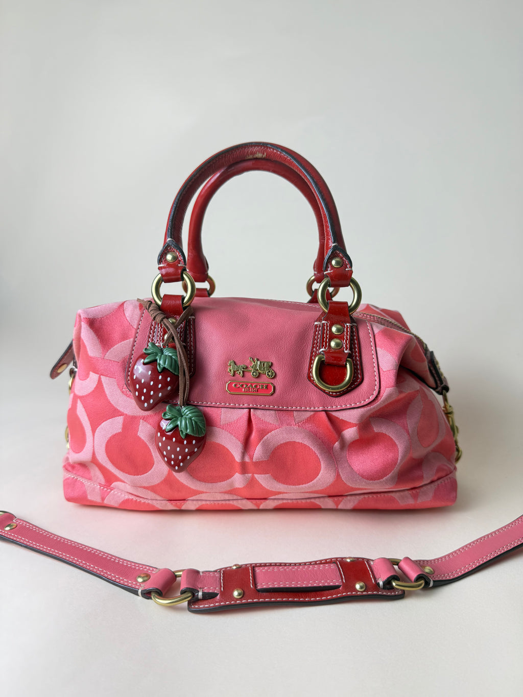 Coach Madison Sabrina Op Art Sateen Convertible Satchel - Barbie Pink