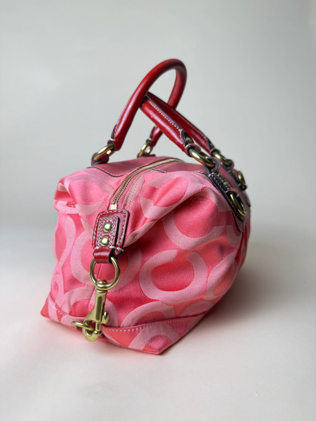 Coach Madison Sabrina Op Art Sateen Convertible Satchel - Barbie Pink
