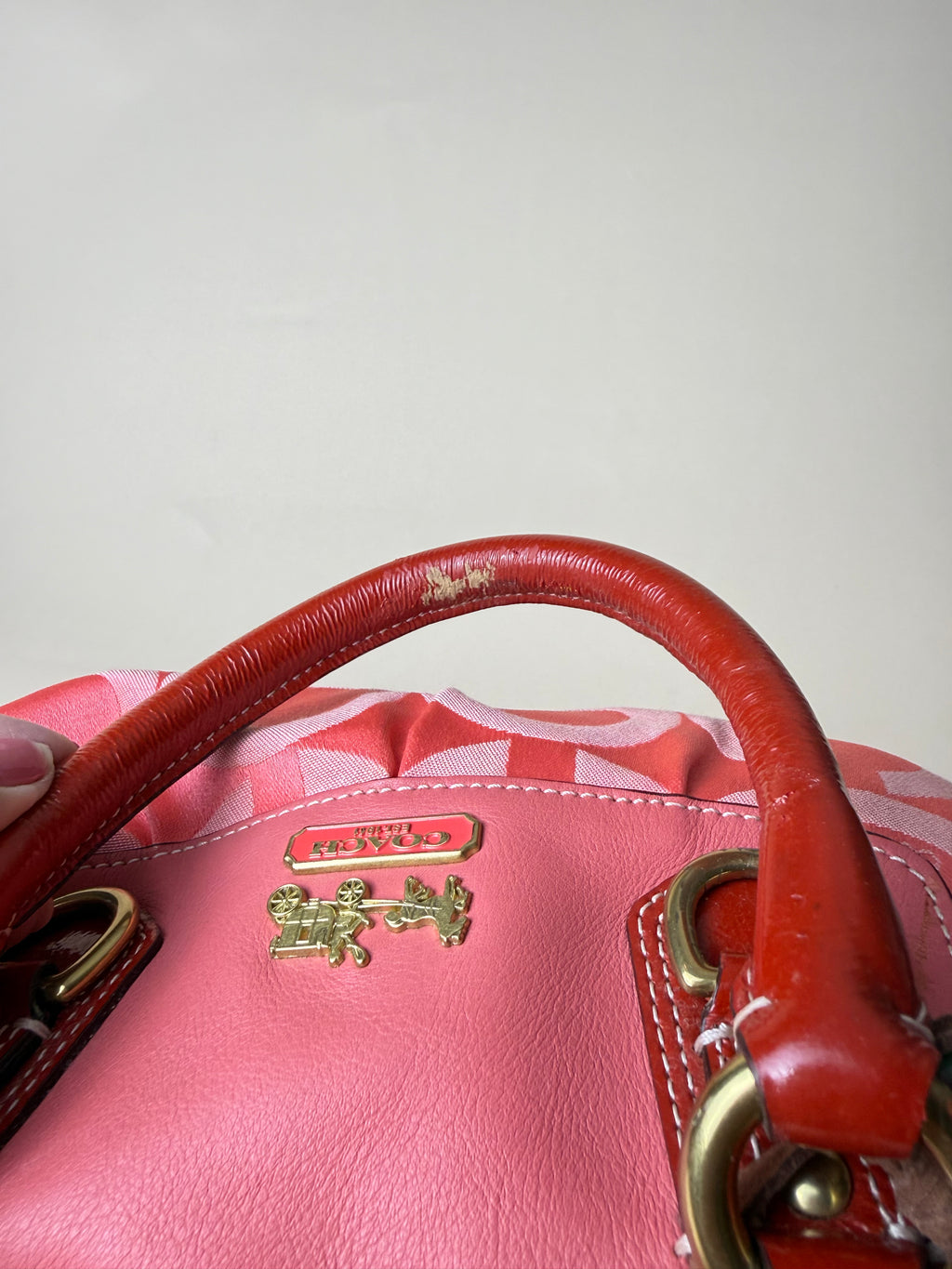 Coach Madison Sabrina Op Art Sateen Convertible Satchel - Barbie Pink