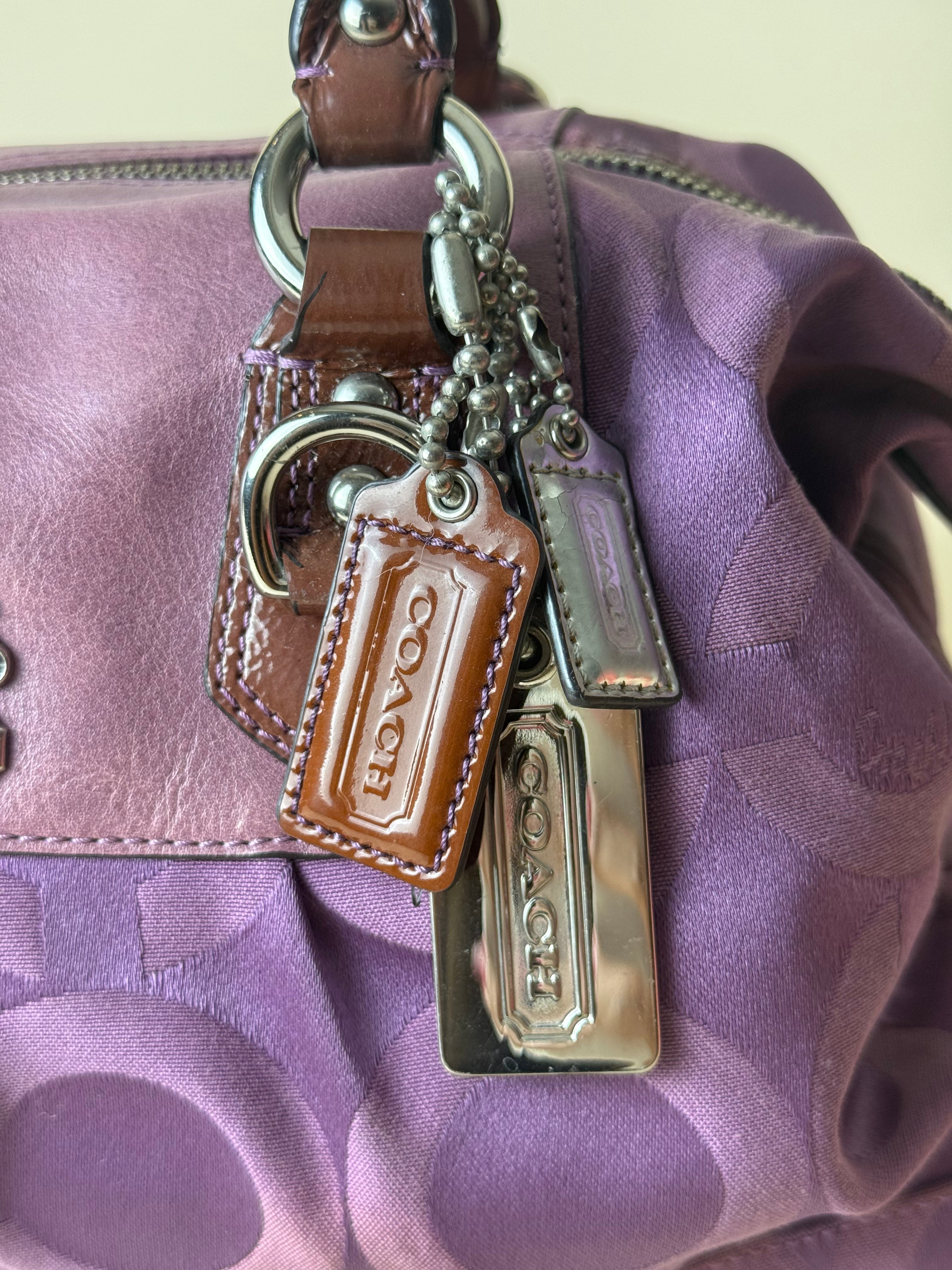 Coach Madison Sabrina Op Art Sateen Convertible Satchel - Plum
