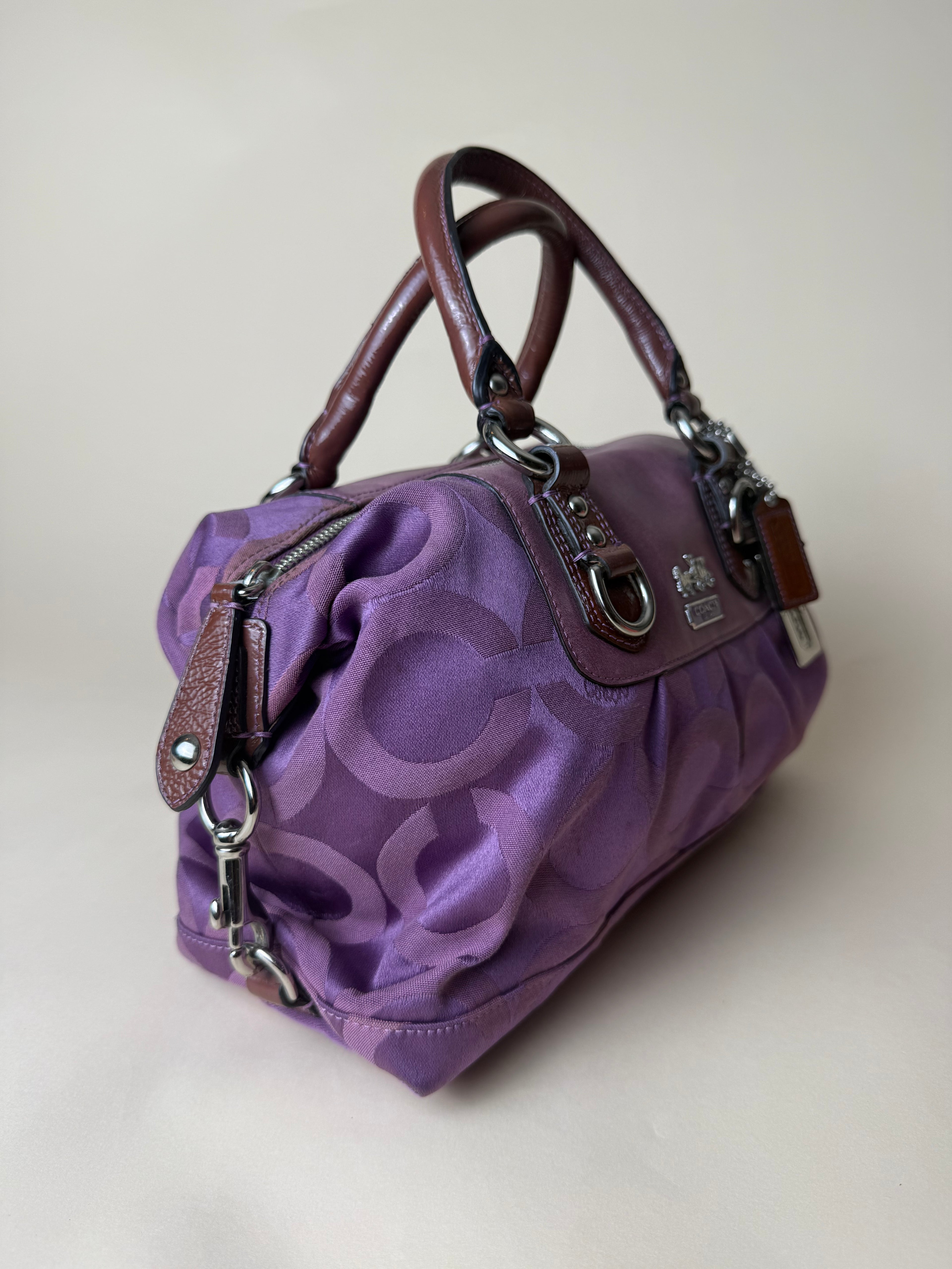 Coach Madison Sabrina Op Art Sateen Convertible Satchel - Plum