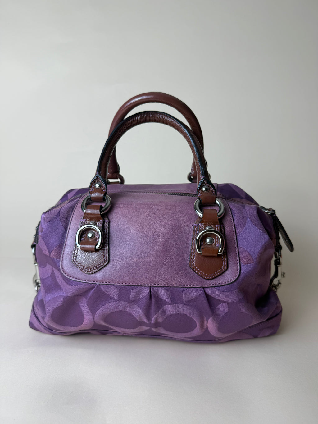 Coach Madison Sabrina Op Art Sateen Convertible Satchel - Plum