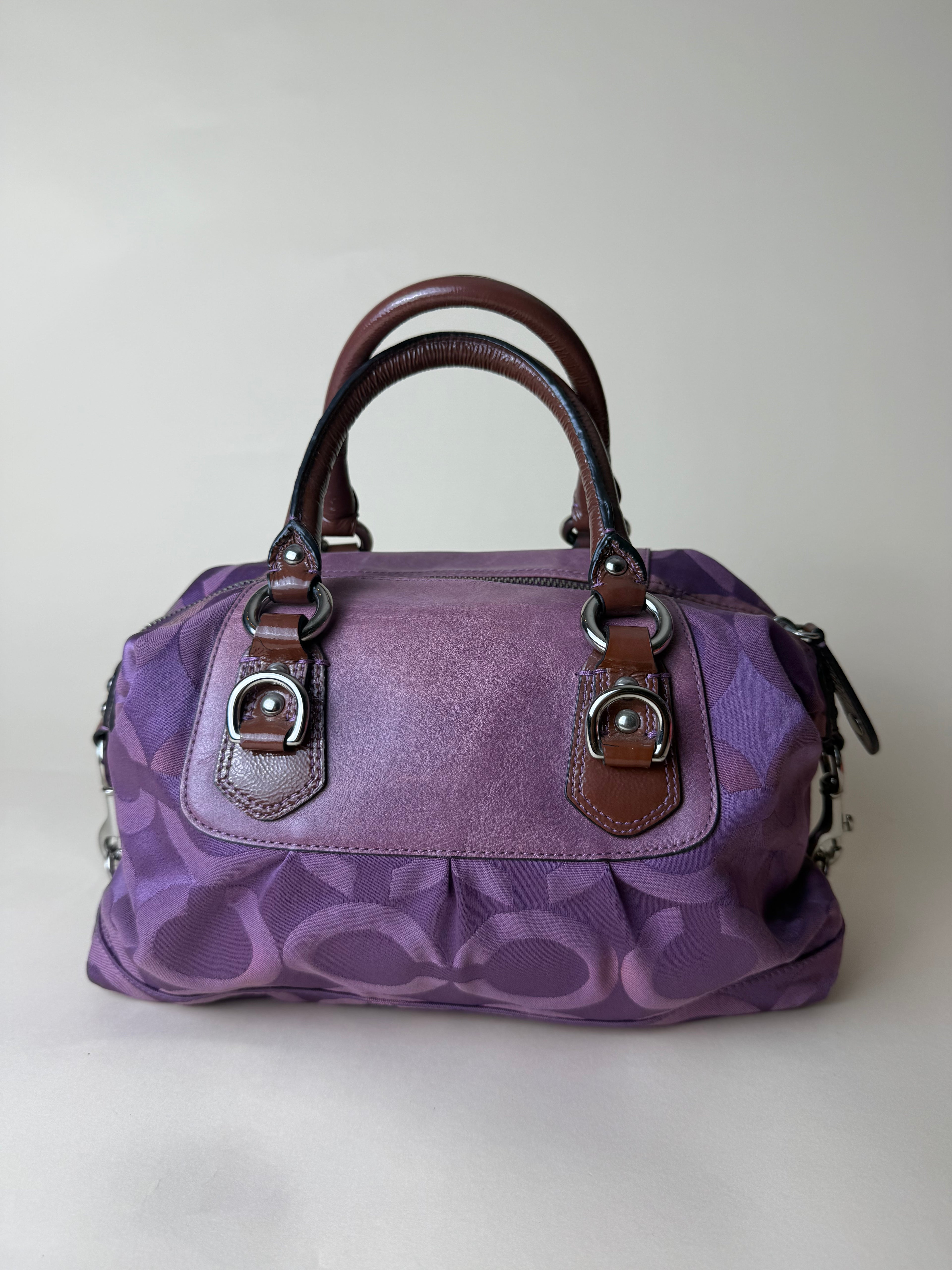 Coach Madison Sabrina Op Art Sateen Convertible Satchel - Plum