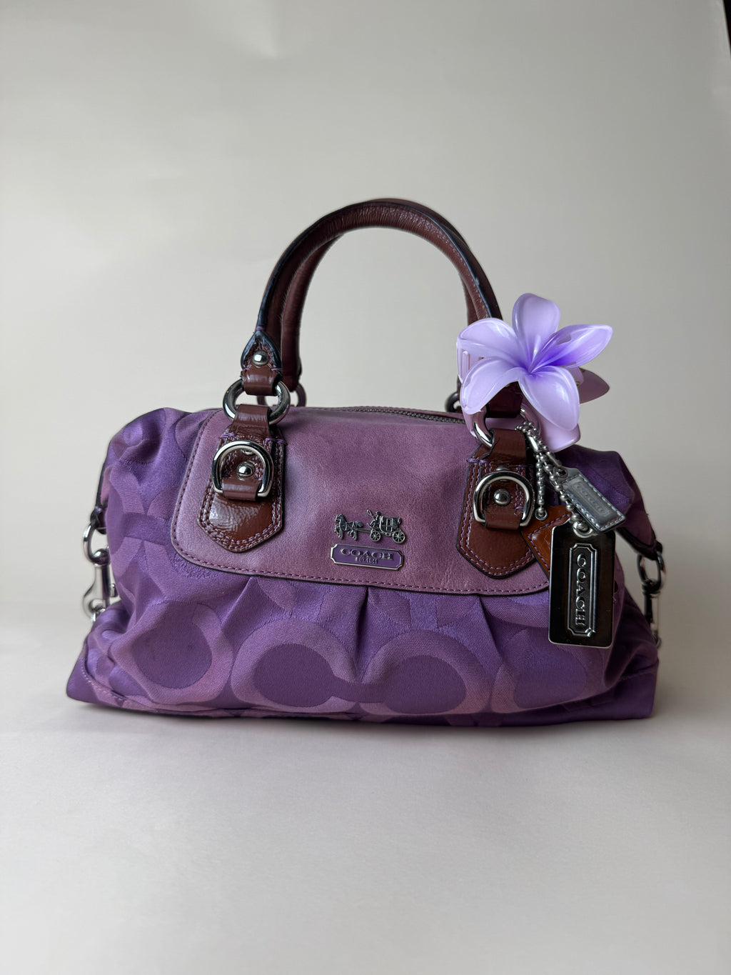 Coach Madison Sabrina Op Art Sateen Convertible Satchel - Plum