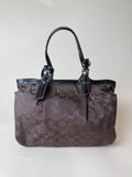 Coach Signature Jacquard Shoulder Tote - Choco Brown