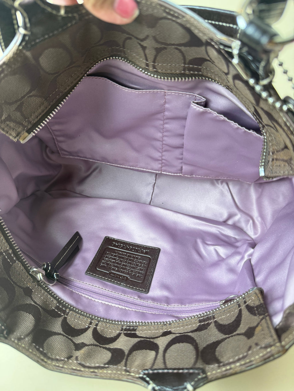 Coach Signature Jacquard Shoulder Tote - Choco Brown