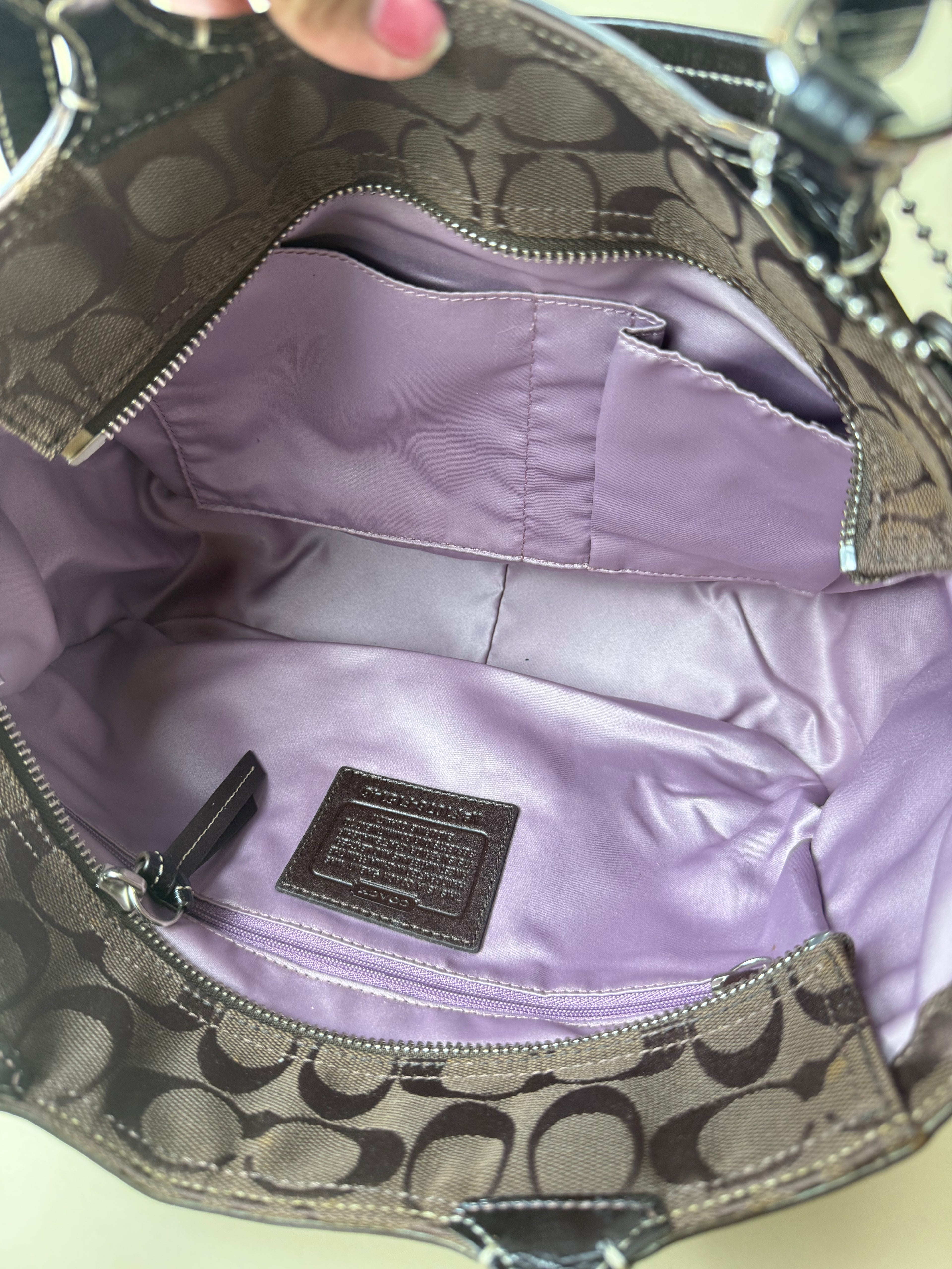Coach Signature Jacquard Shoulder Tote - Choco Brown