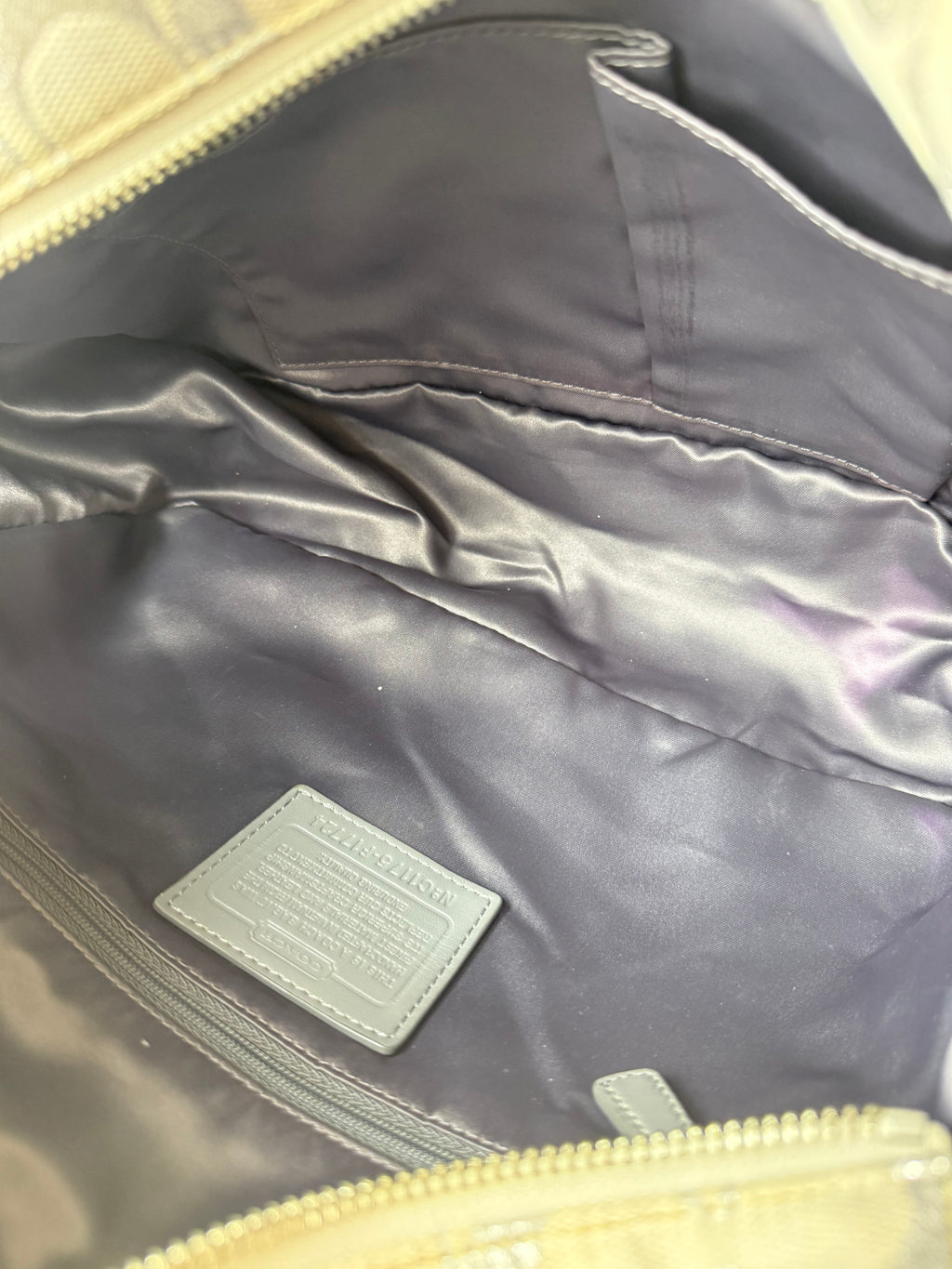 Coach Signature Metallic East West Tote - Silver