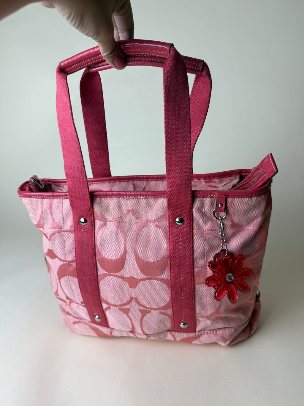 Coach Signature Soft Convertible Tote - Pink