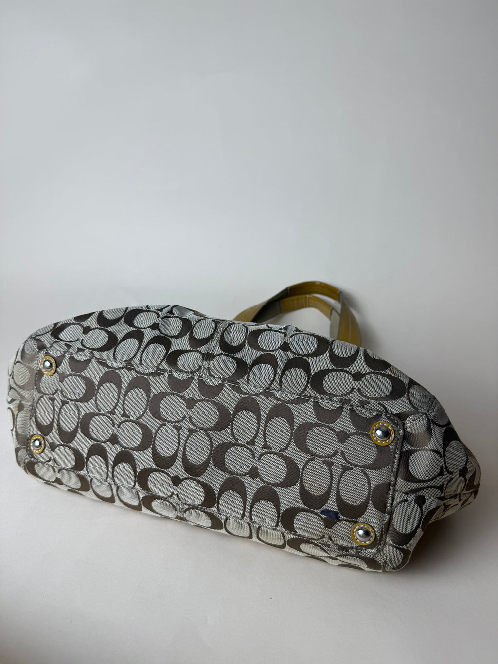 Coach Signature Pleated Tote - Mustard & Brown
