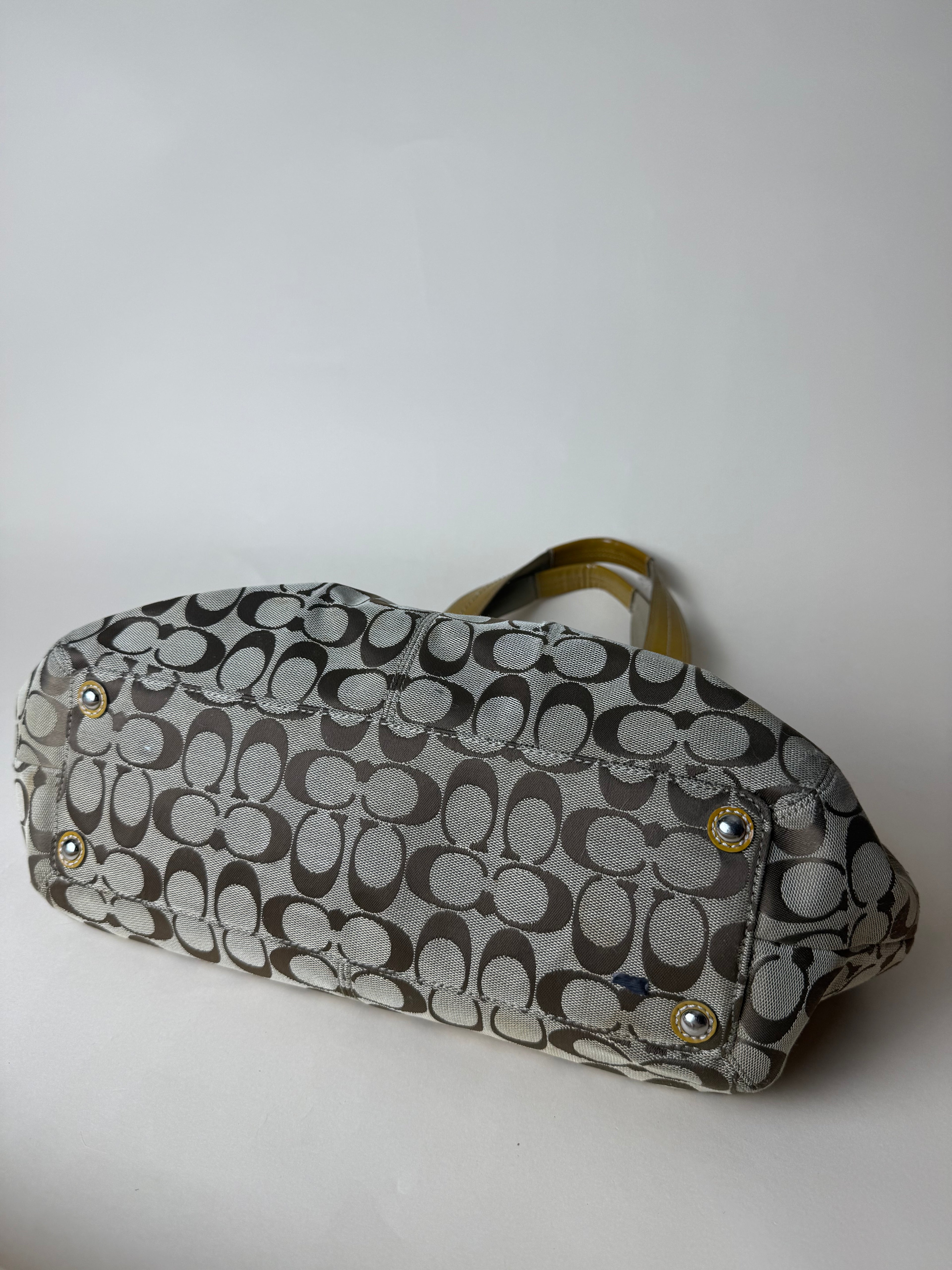 Coach Signature Pleated Tote - Mustard & Brown