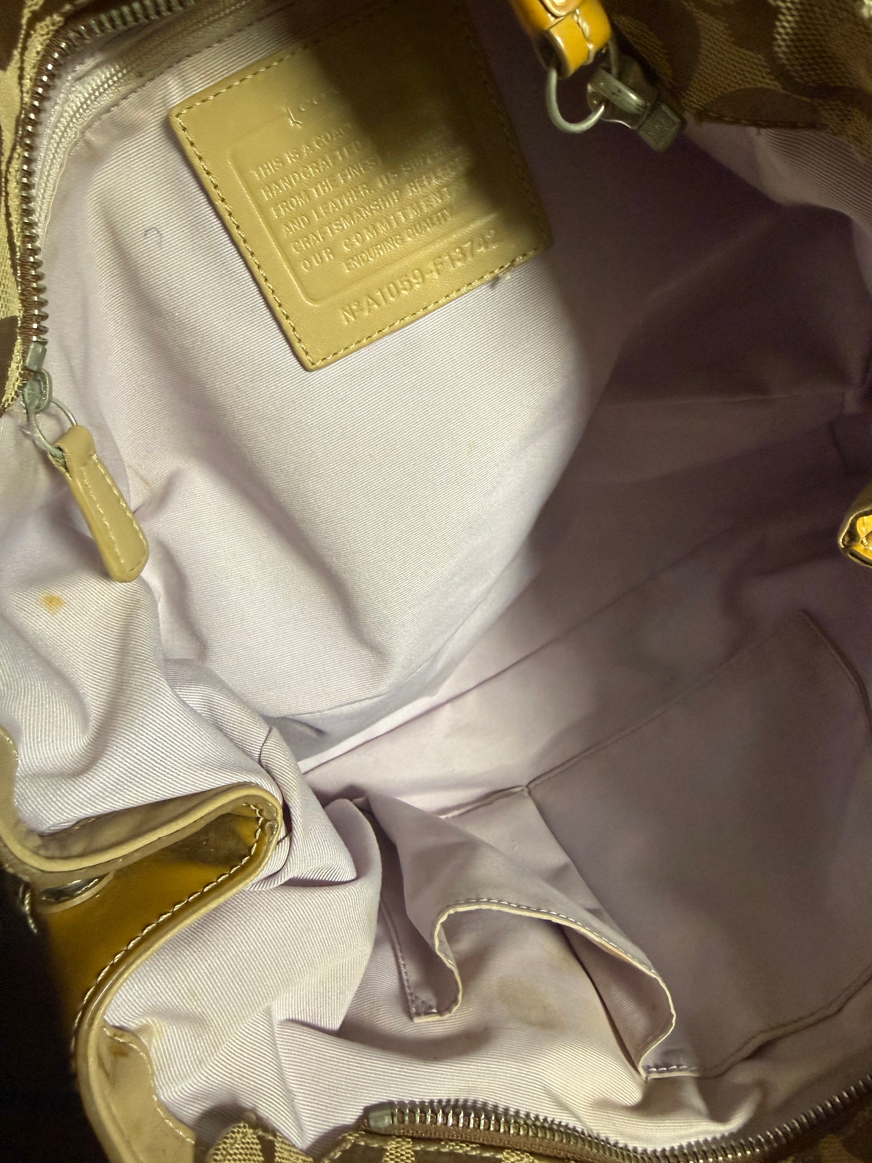 Coach Signature Pleated Tote - Mustard & Brown