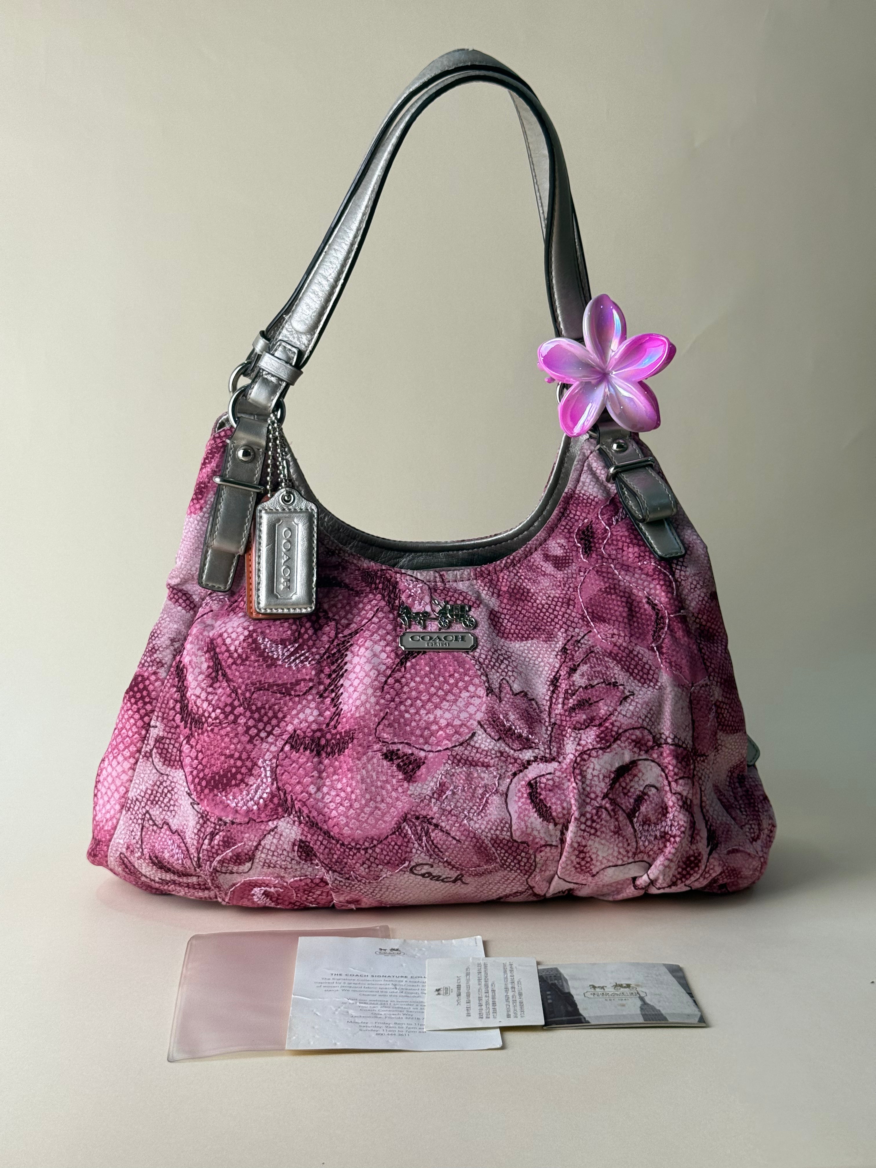 Coach Maggie Floral Python Print Shoulder Bag - Pink/Multi