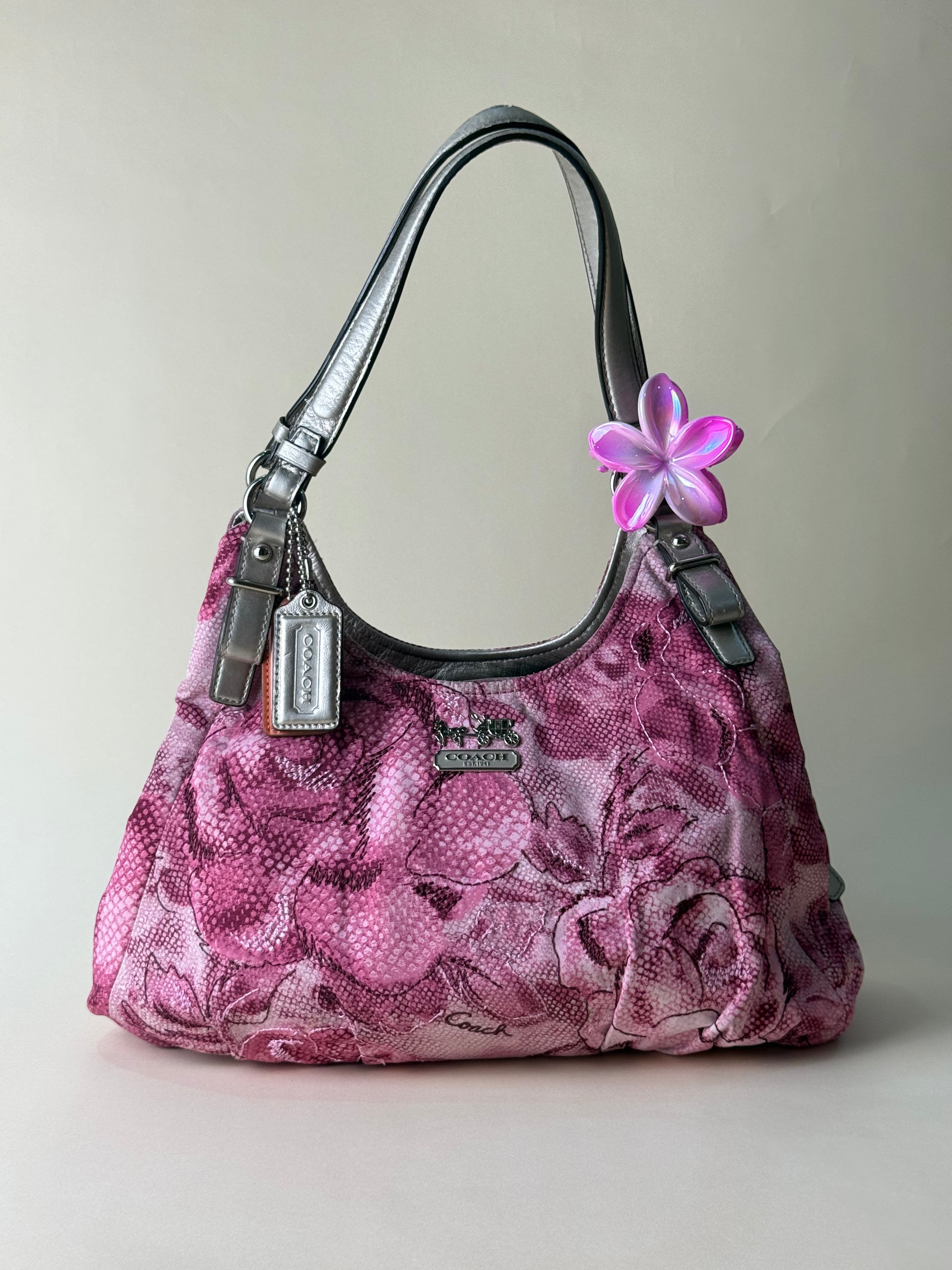 Coach Maggie Floral Python Print Shoulder Bag - Pink/Multi