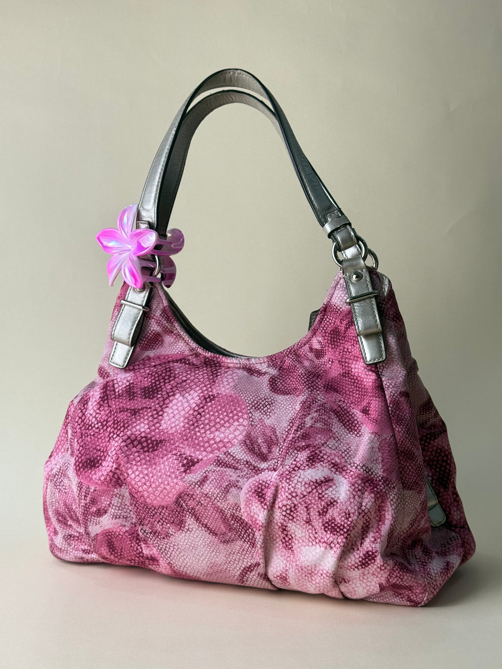 Coach Maggie Floral Python Print Shoulder Bag - Pink/Multi