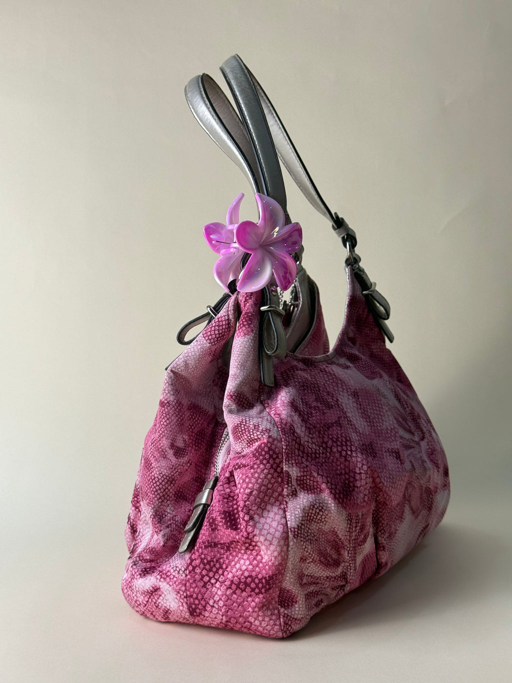 Coach Maggie Floral Python Print Shoulder Bag - Pink/Multi