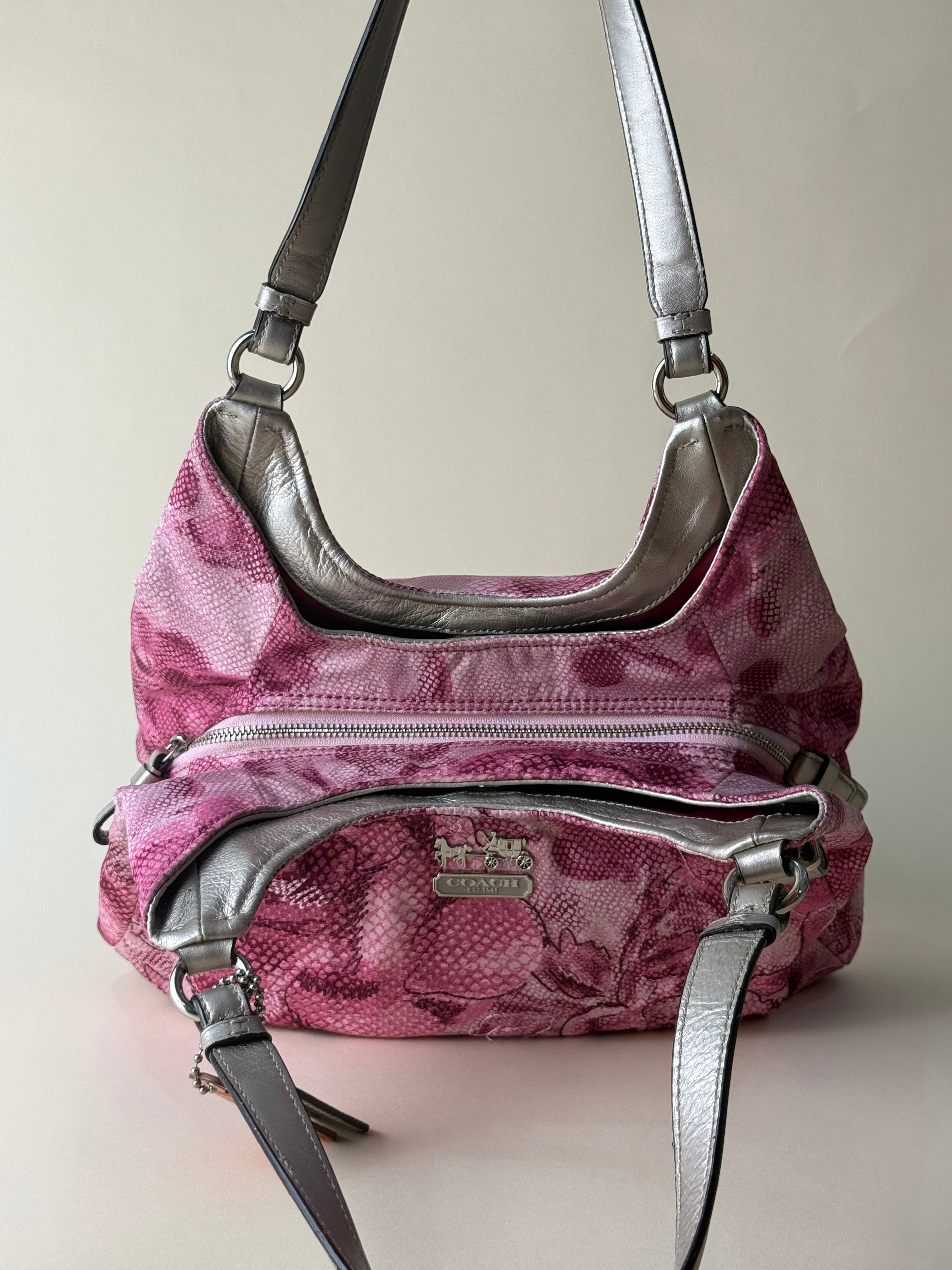 Coach Maggie Floral Python Print Shoulder Bag - Pink/Multi