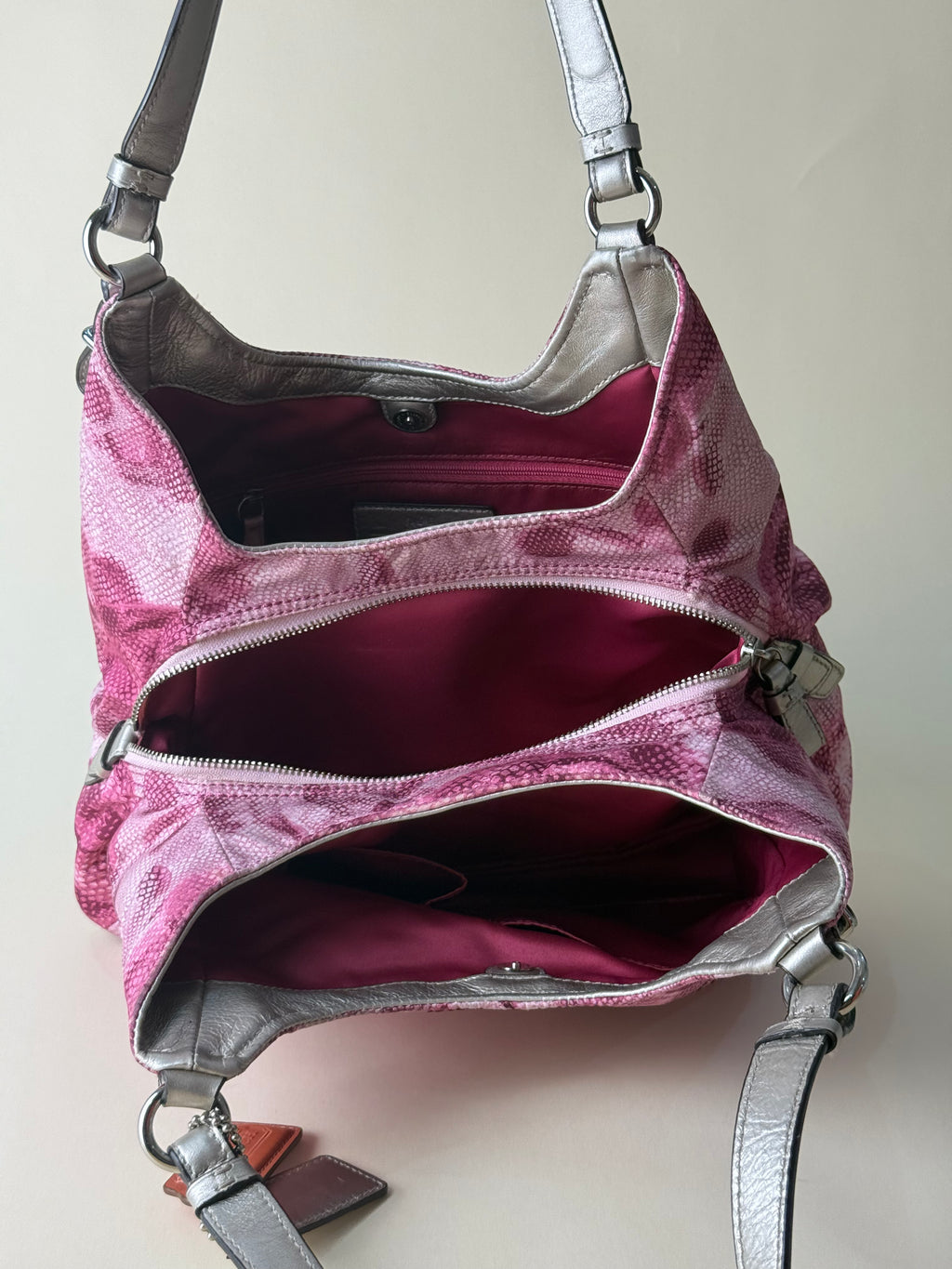 Coach Maggie Floral Python Print Shoulder Bag - Pink/Multi