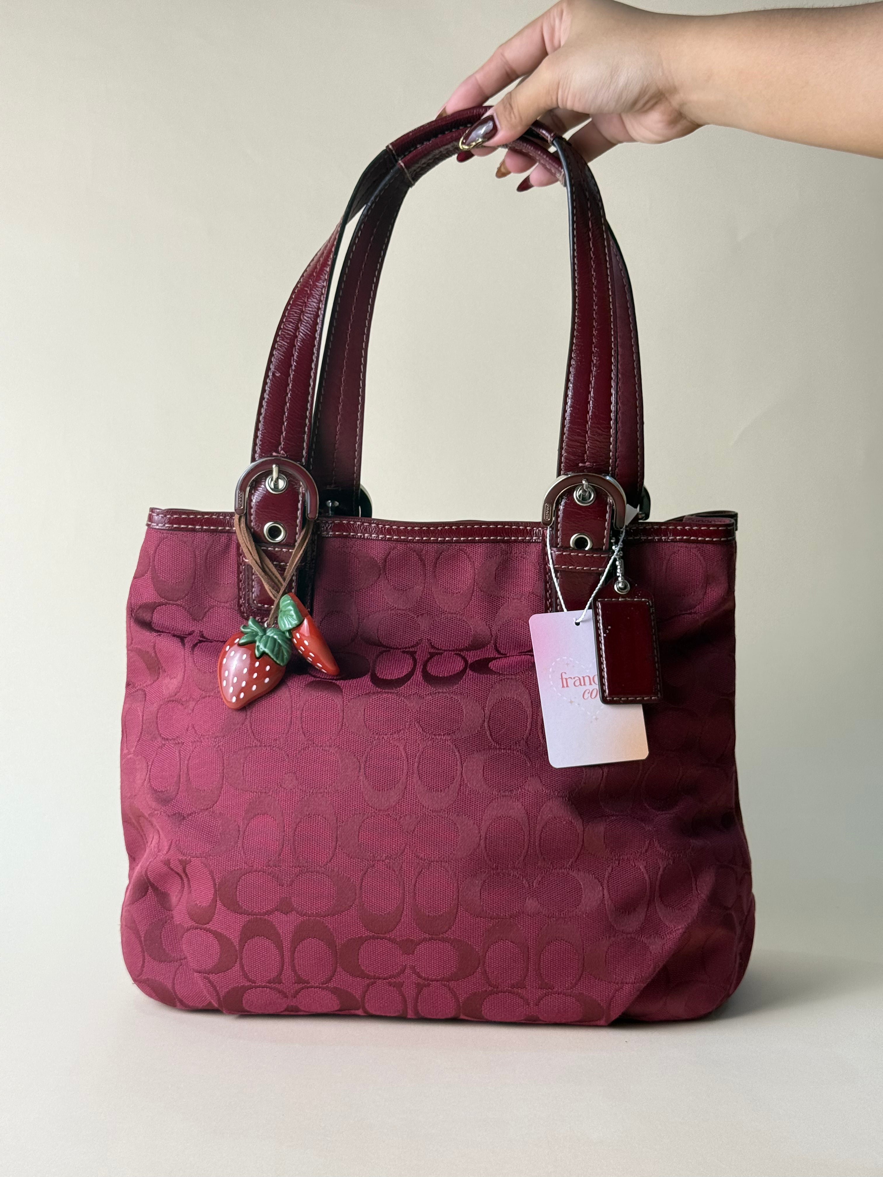 Coach Soho Signature Jacquard Tote Bag - Burgundy