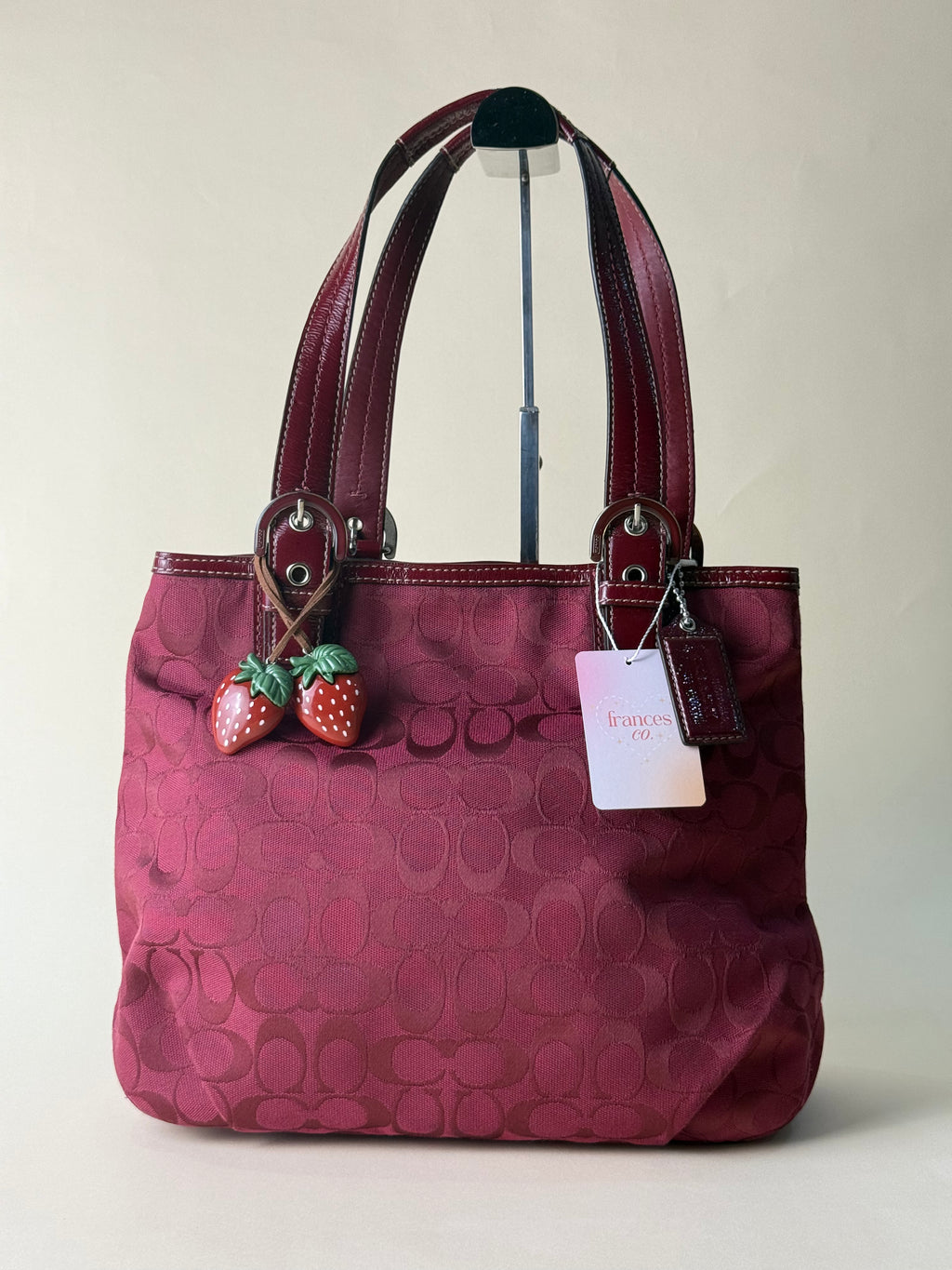 Coach Soho Signature Jacquard Tote Bag - Burgundy