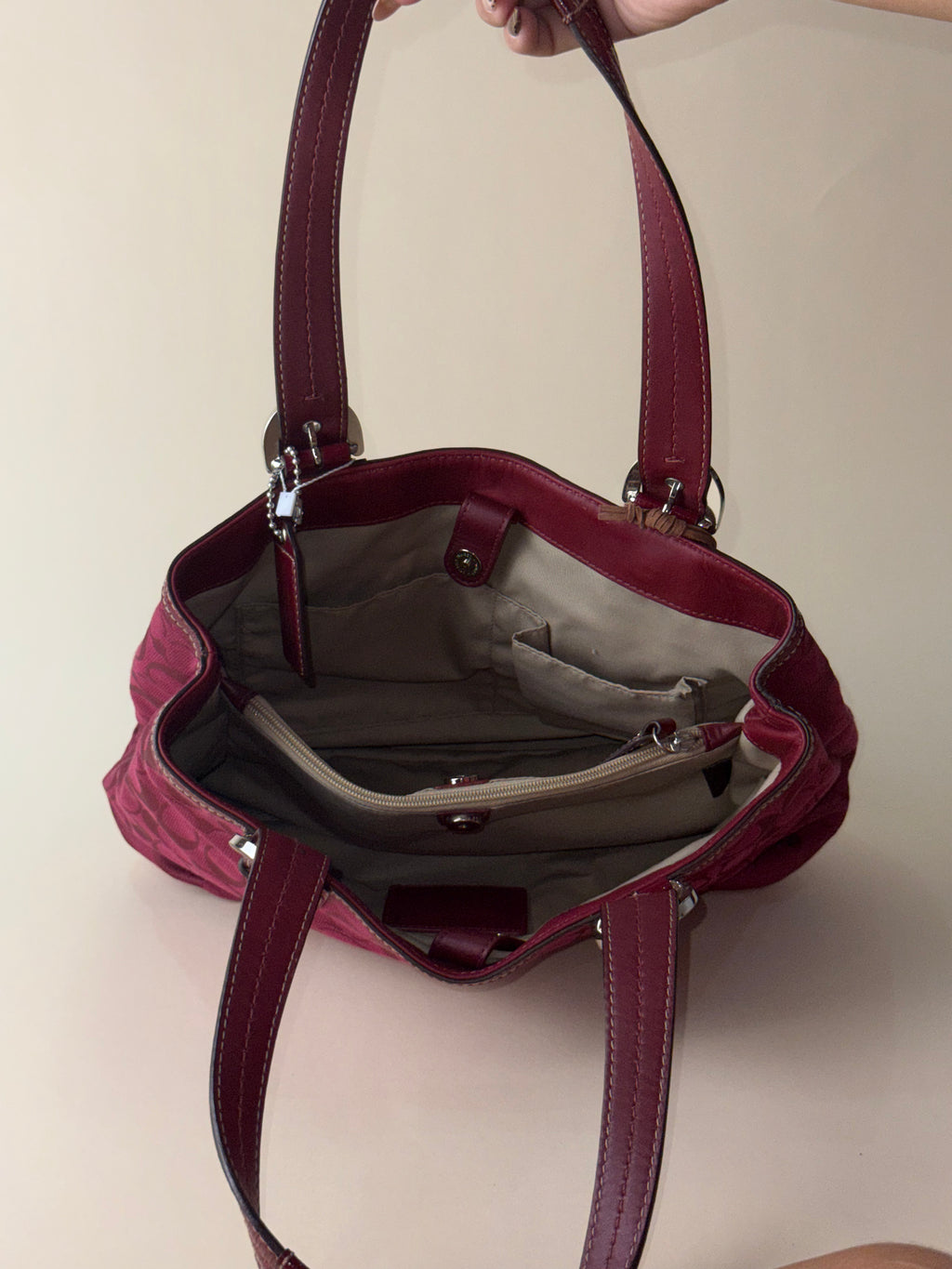 Coach Soho Signature Jacquard Tote Bag - Burgundy