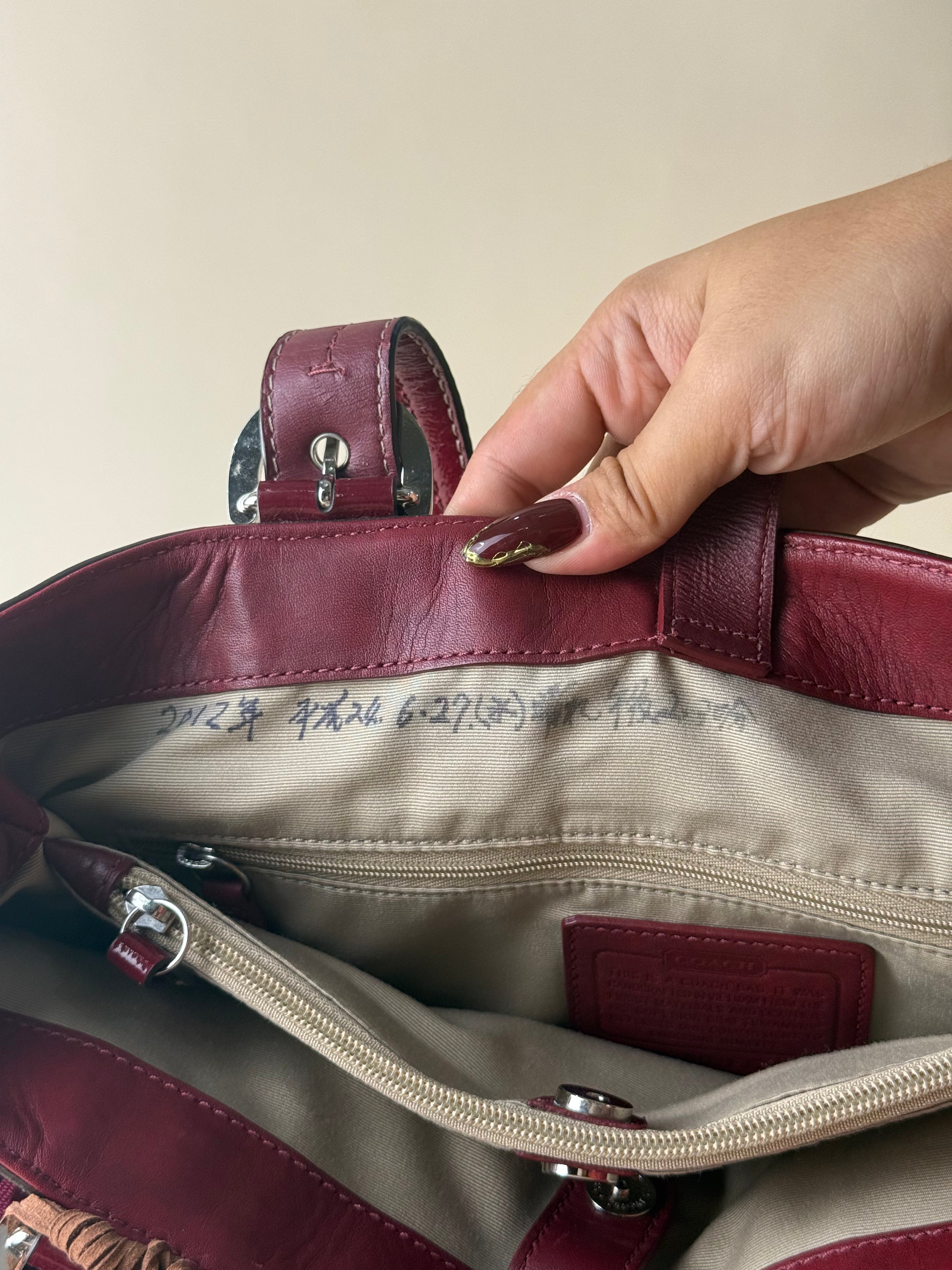 Coach Soho Signature Jacquard Tote Bag - Burgundy