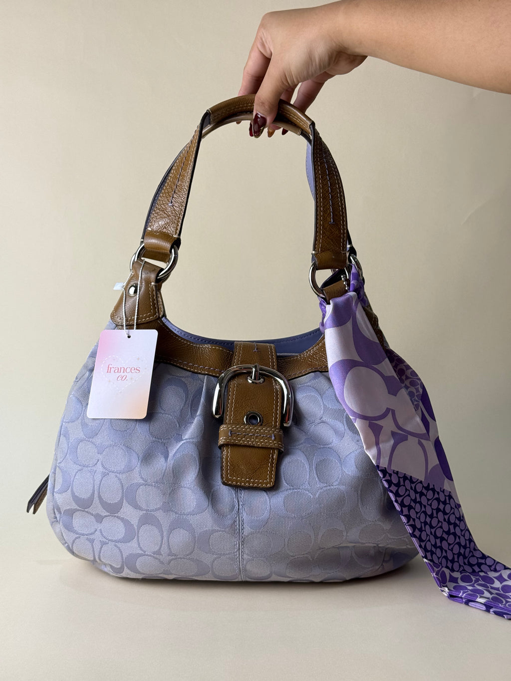 Coach Soho Lynn Mini Signature Bag - Lilac (with free twilly)