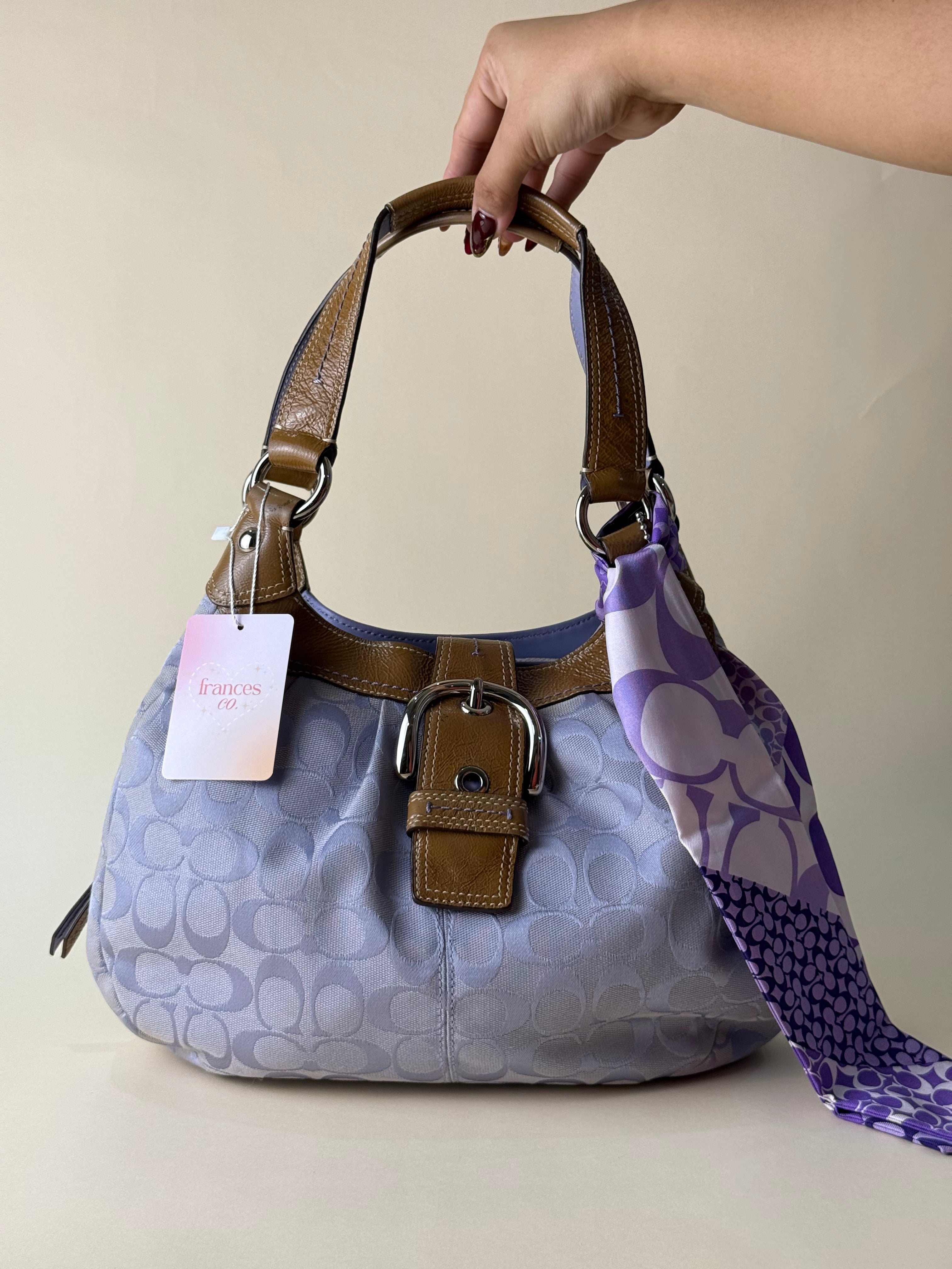 Coach Soho Lynn Mini Signature Bag - Lilac (with free twilly)