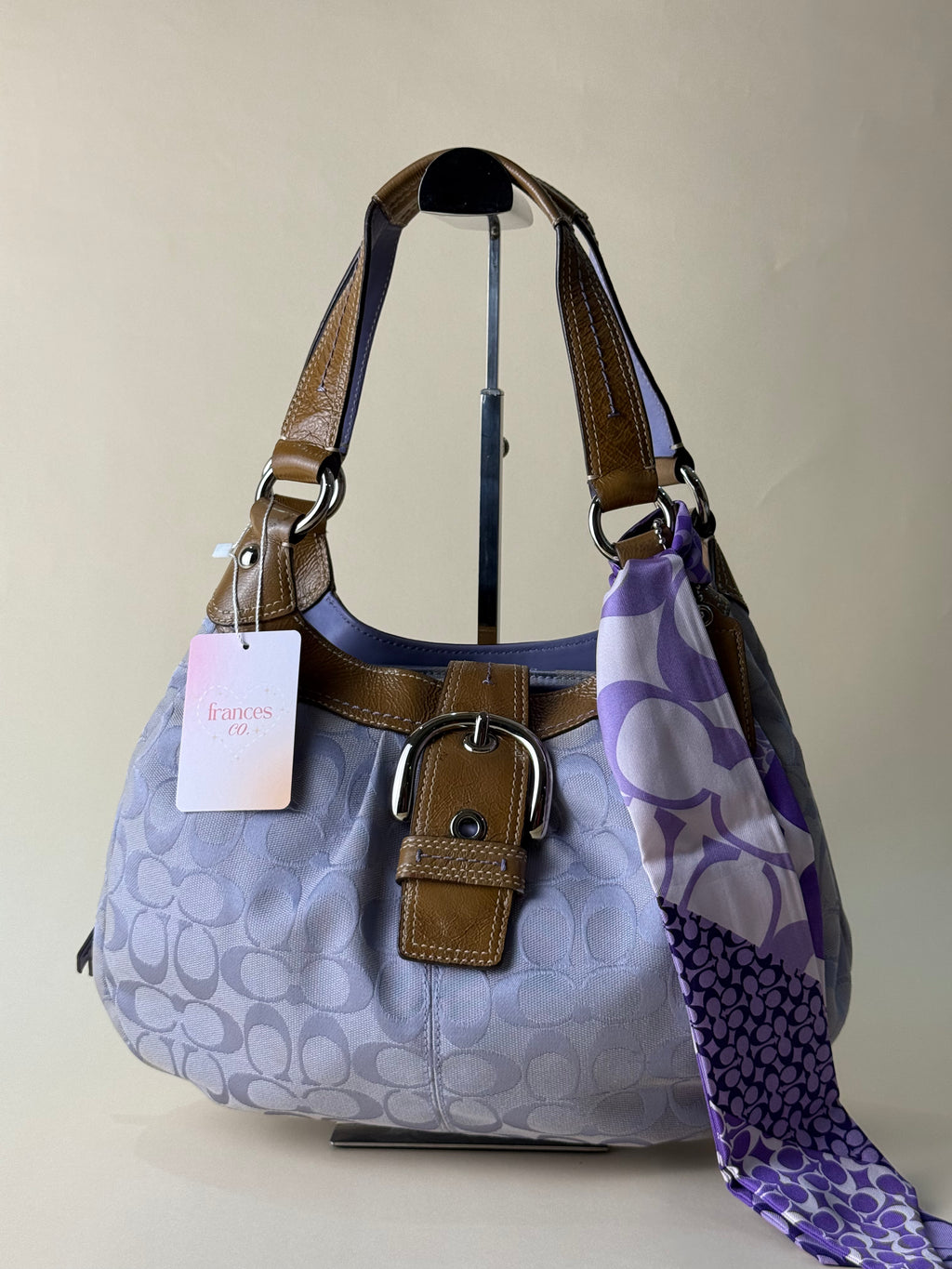 Coach Soho Lynn Mini Signature Bag - Lilac (with free twilly)