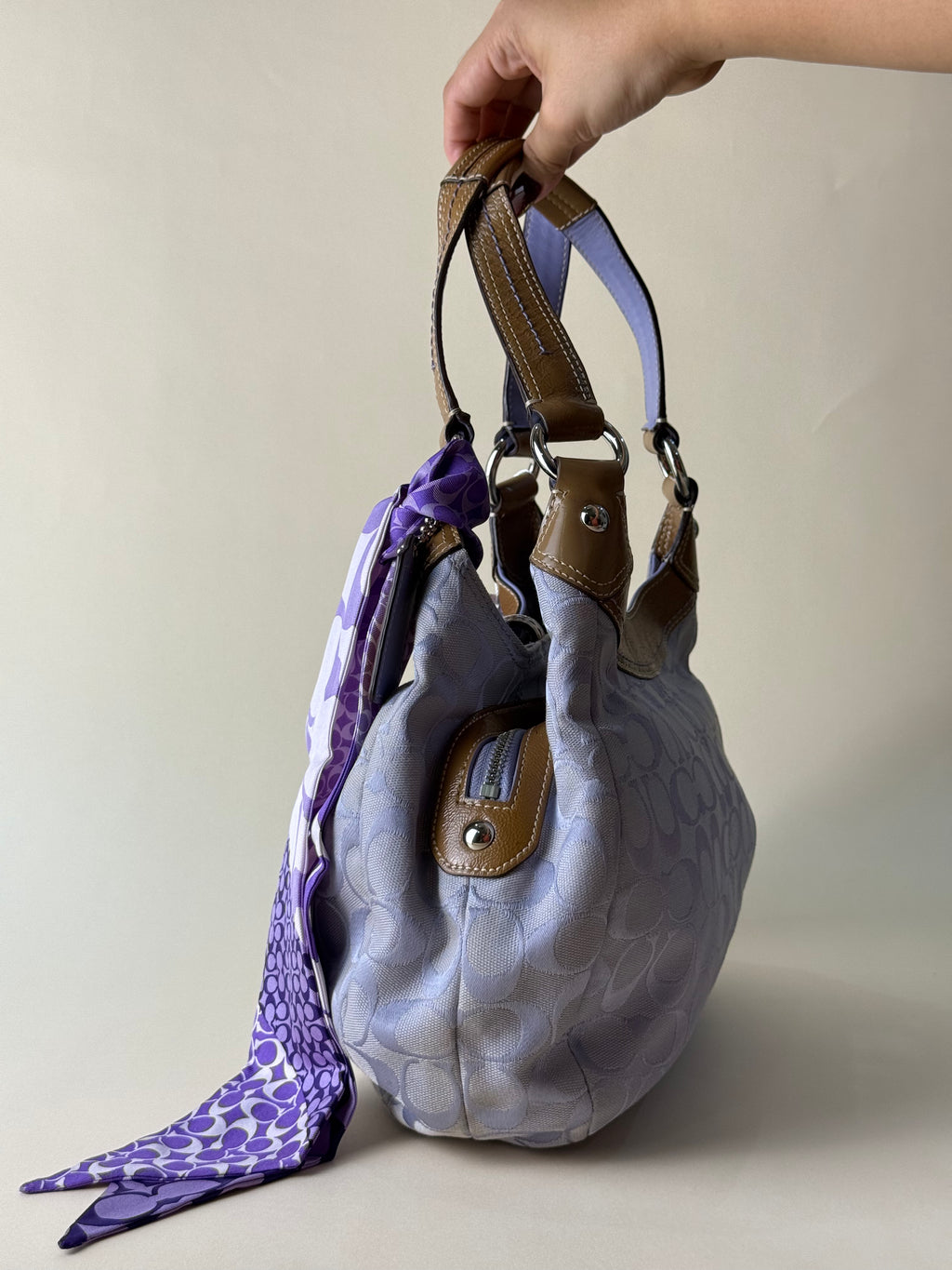 Coach Soho Lynn Mini Signature Bag - Lilac (with free twilly)