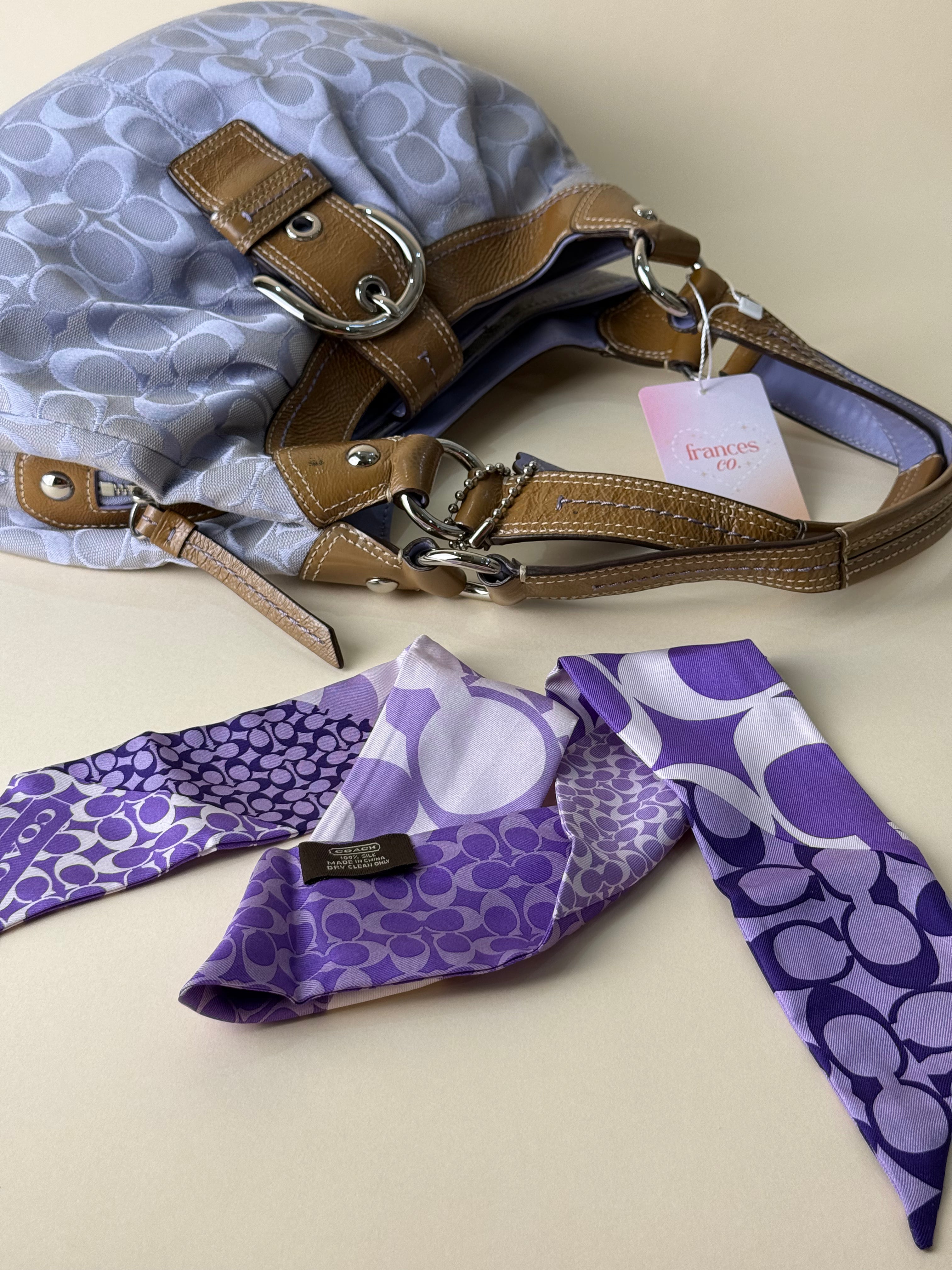 Coach Soho Lynn Mini Signature Bag - Lilac (with free twilly)