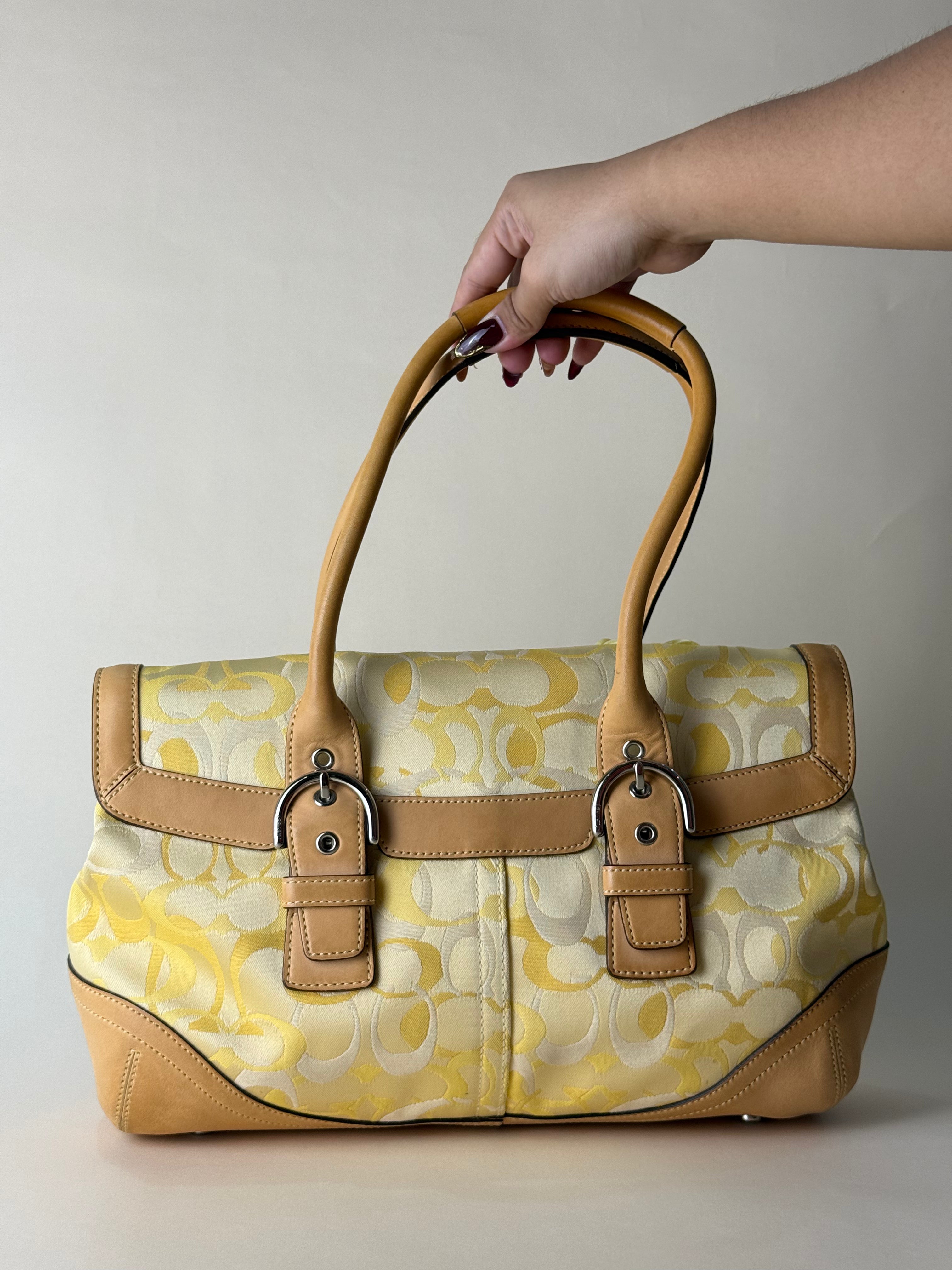 Coach Optic Signature Soho Flap Tote - Yellow