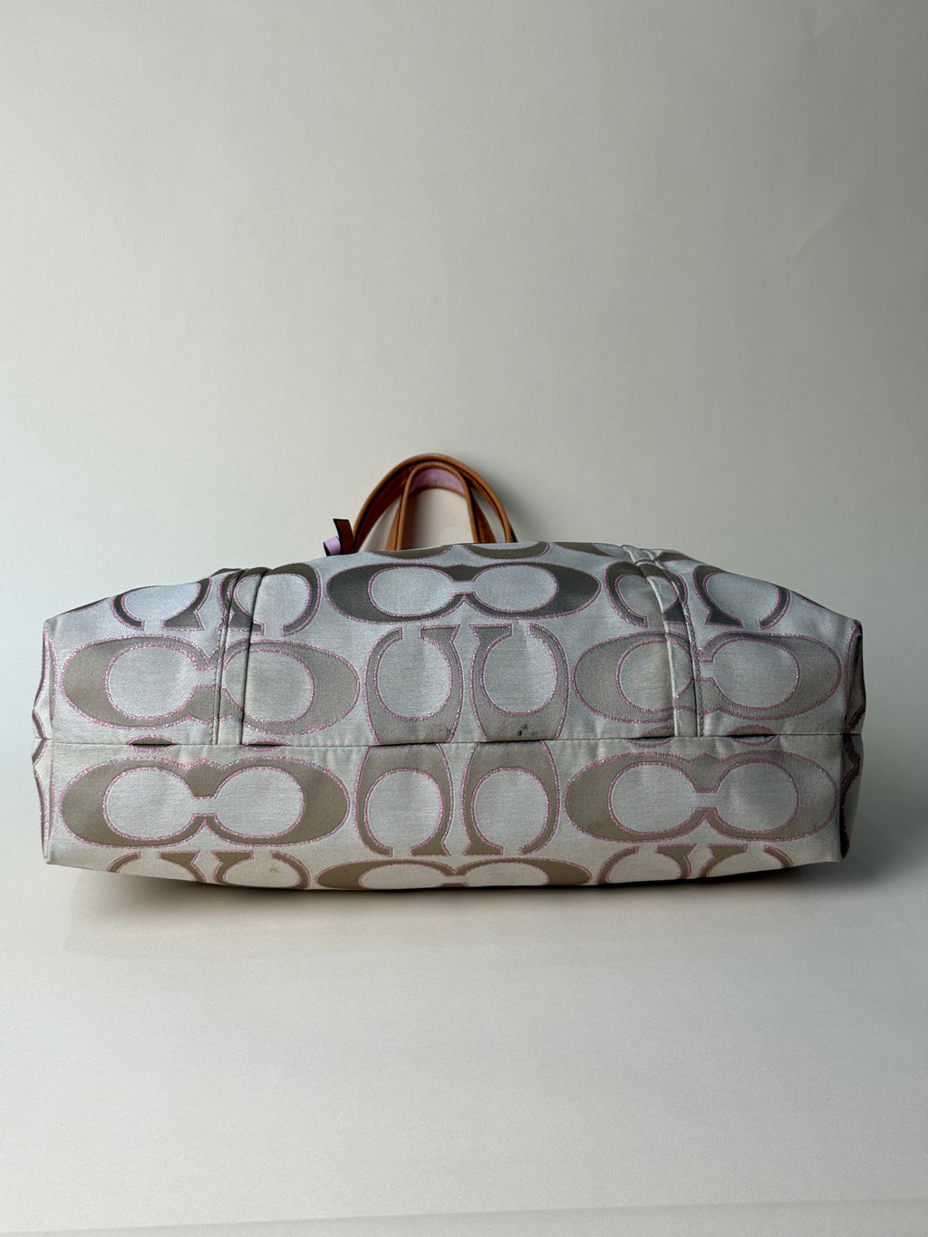 Coach Poppy Glam Signature Tote - Khaki/Pink