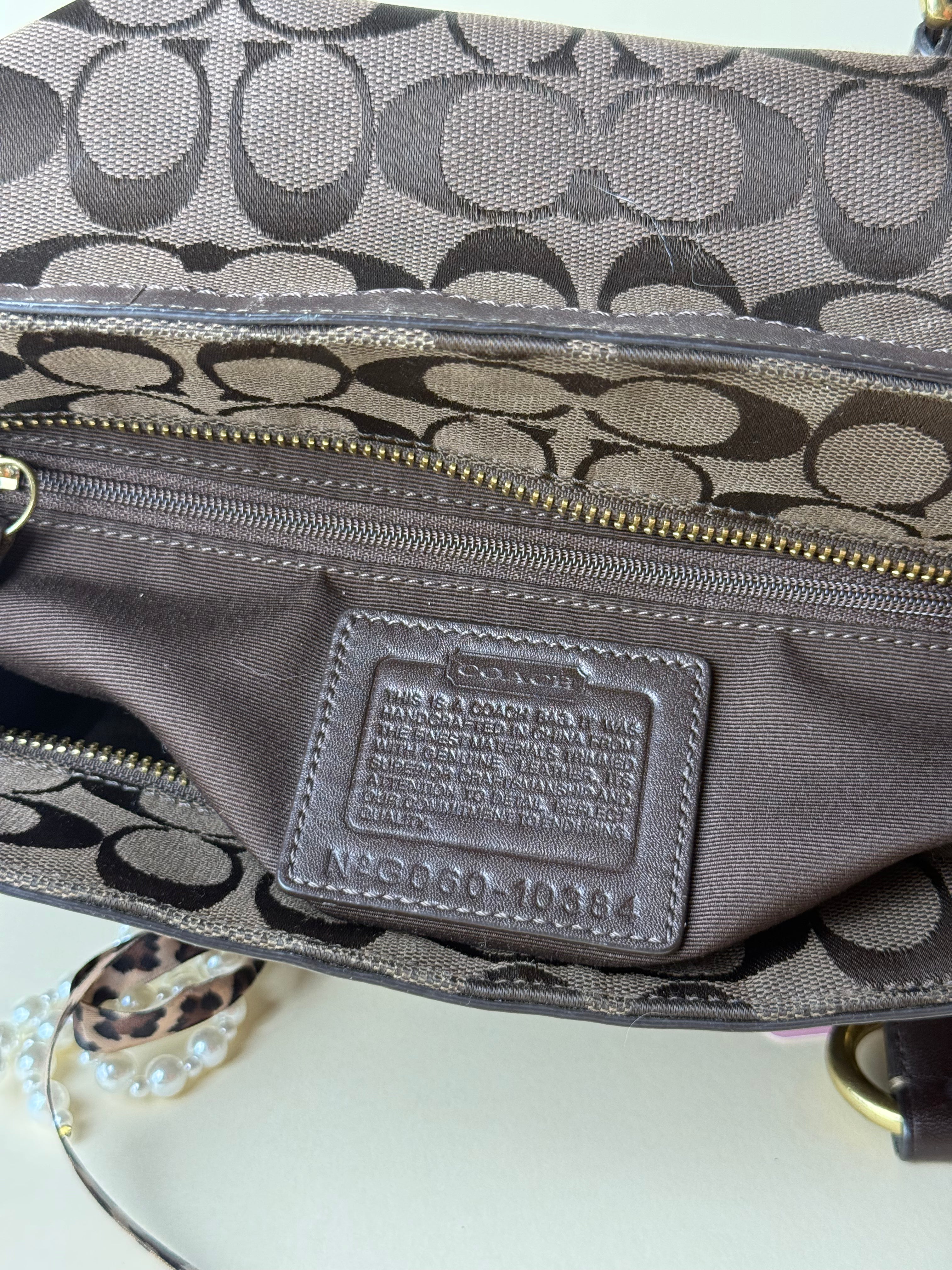 Coach Signature Stripe Buckle Tote - Choco Brown