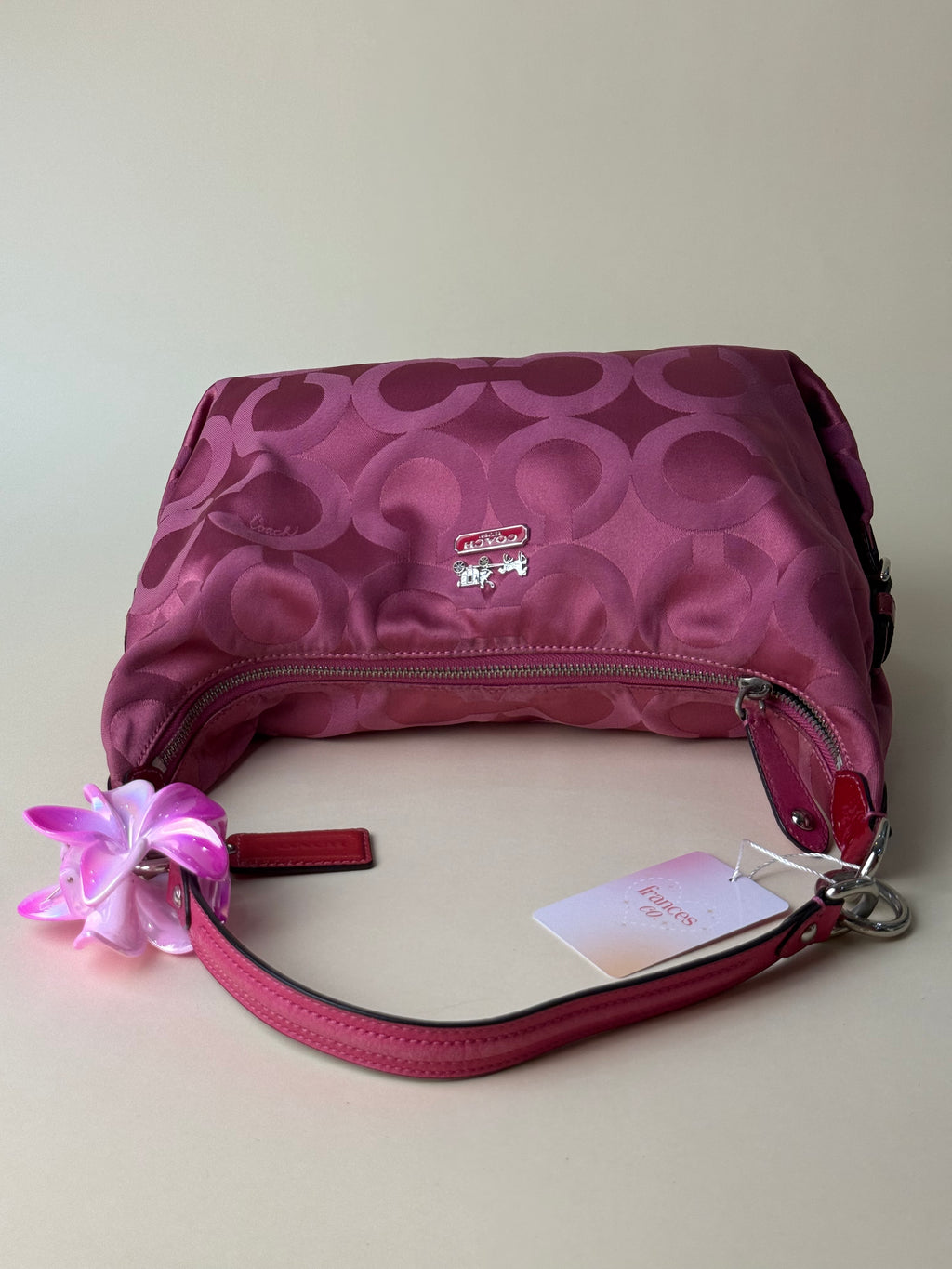 Coach Madison Op Art Signature Jacquard 2-Way Hobo Bag - Pink