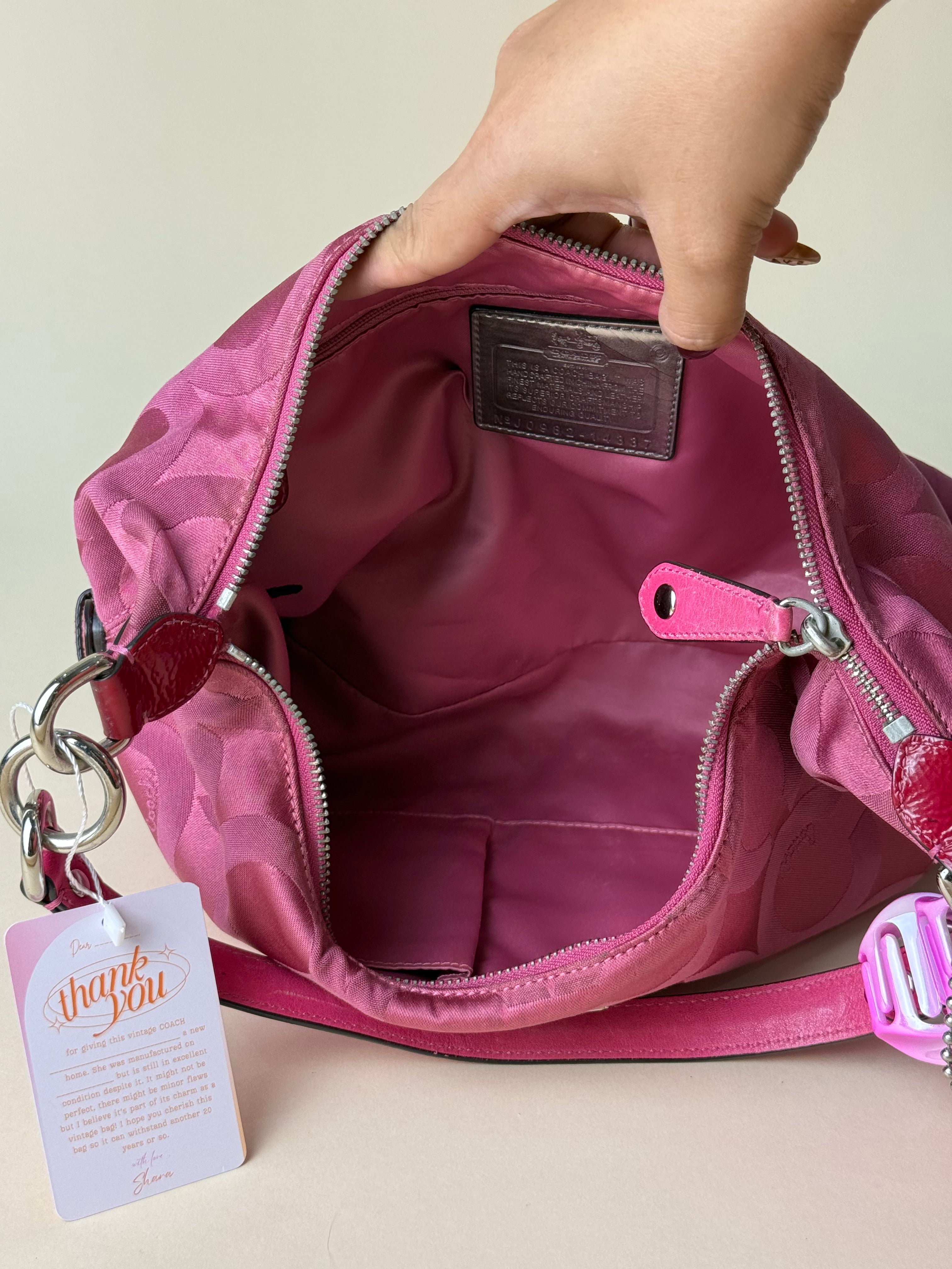 Coach Madison Op Art Signature Jacquard 2-Way Hobo Bag - Pink