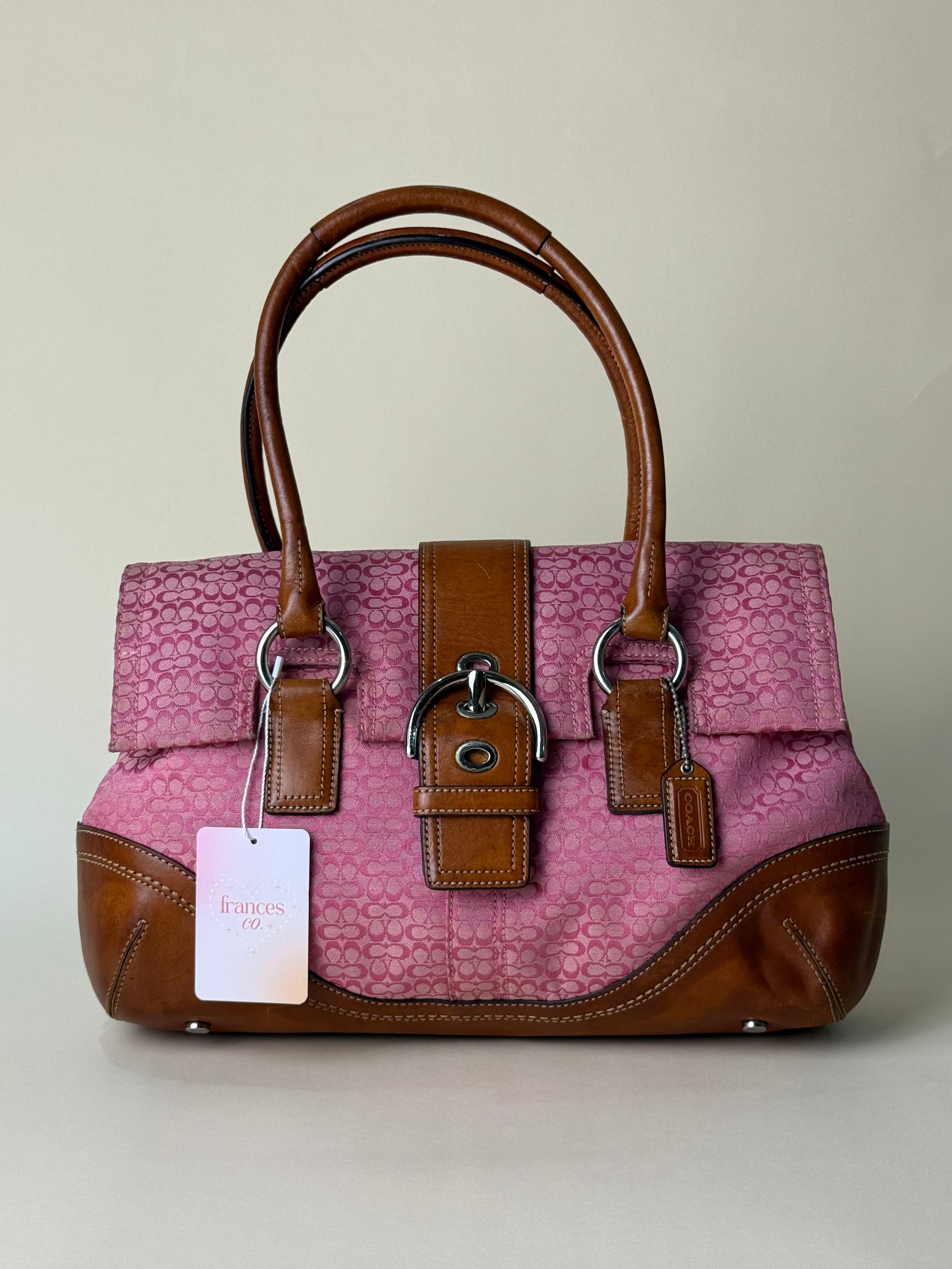 Coach Signature Soho Buckle Flap Satchel - Pink