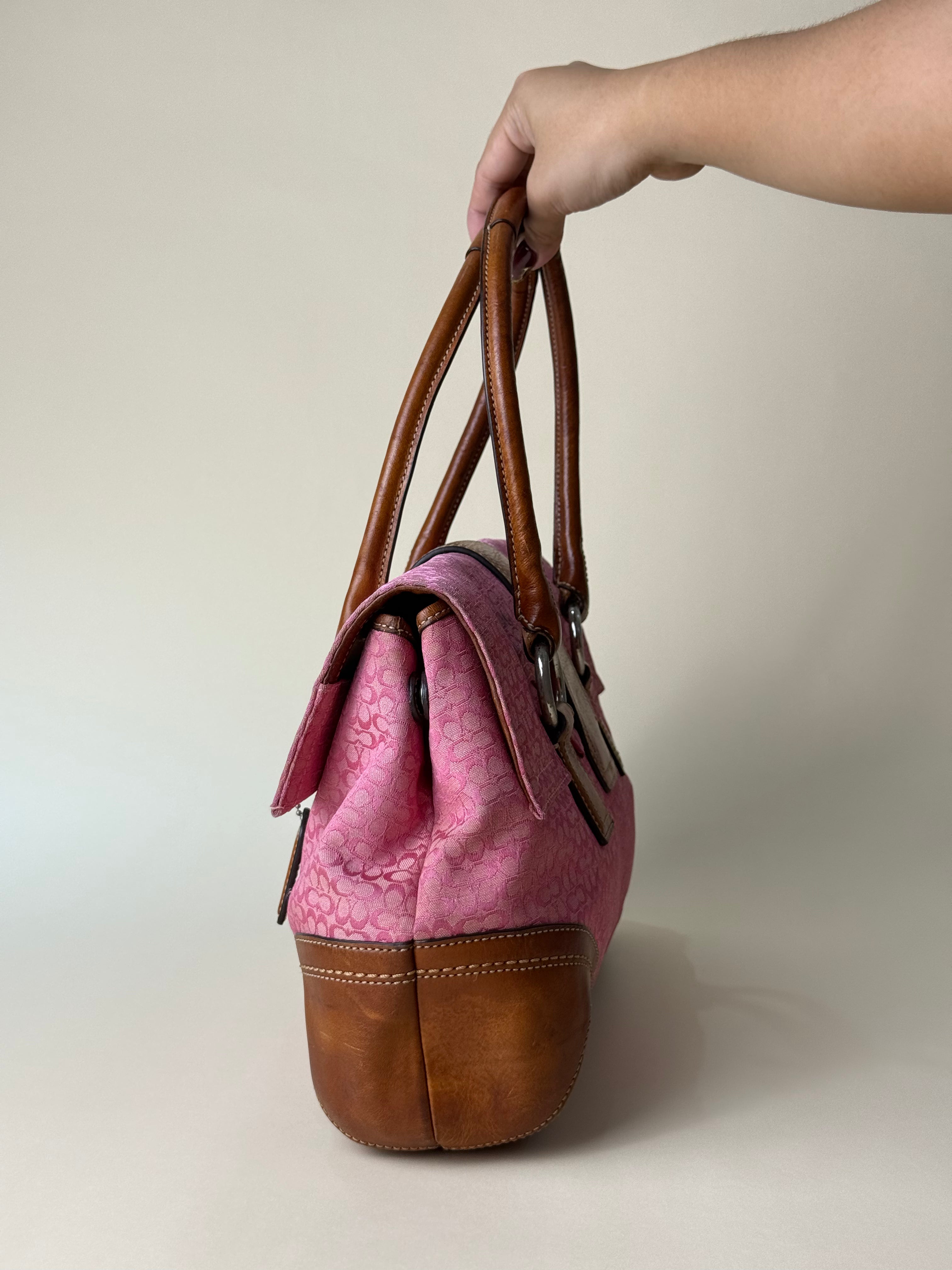 Coach Signature Soho Buckle Flap Satchel - Pink
