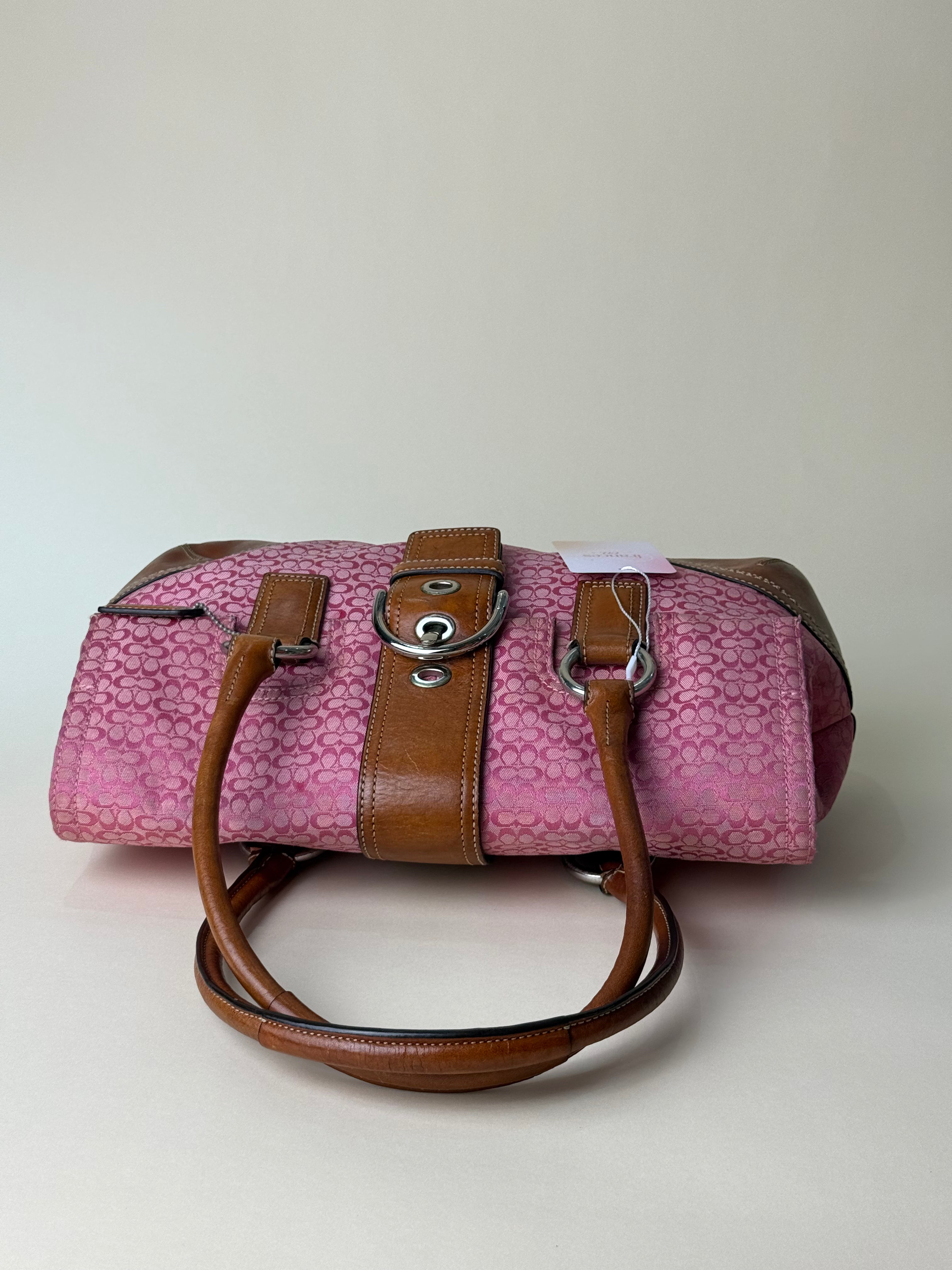 Coach Signature Soho Buckle Flap Satchel - Pink