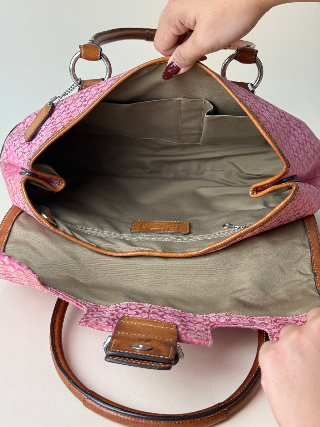 Coach Signature Soho Buckle Flap Satchel - Pink